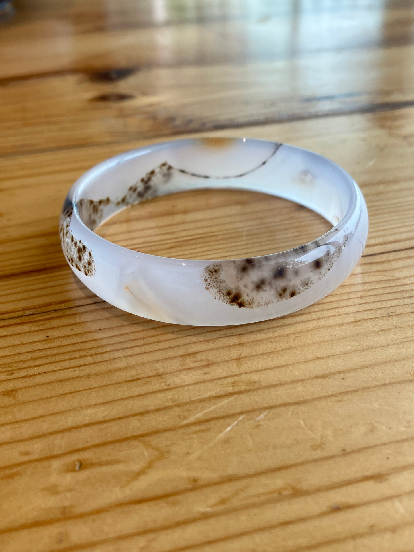 高冰飄花海洋玉髓手鐲 Unique Ocean Chalcedony Agate Bangle