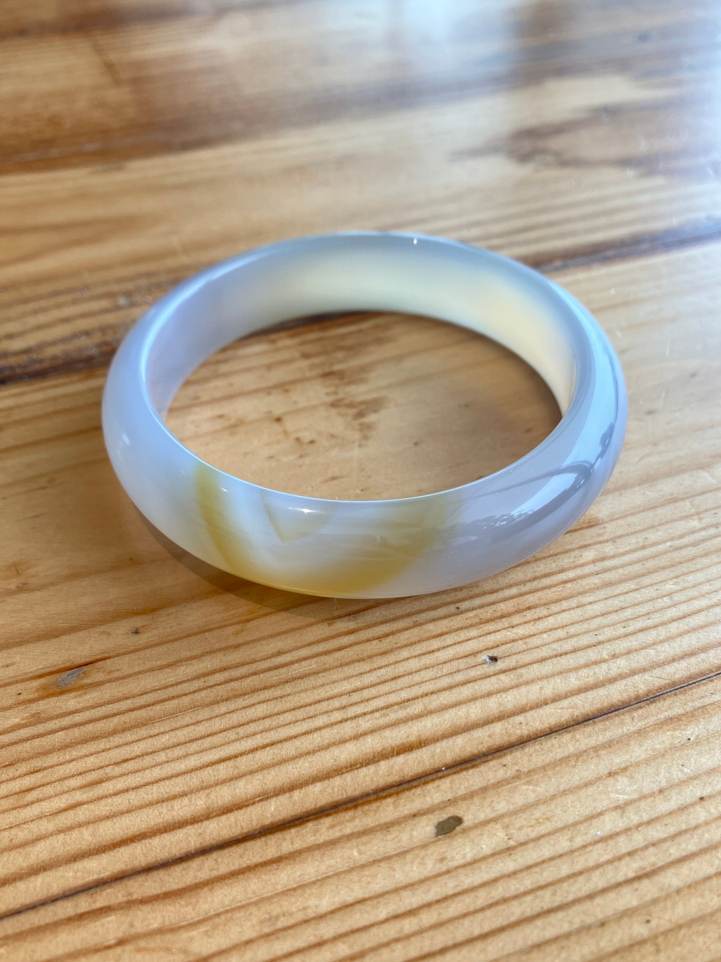 高冰飄花海洋玉髓手鐲 Unique Ocean Chalcedony Agate Bangle