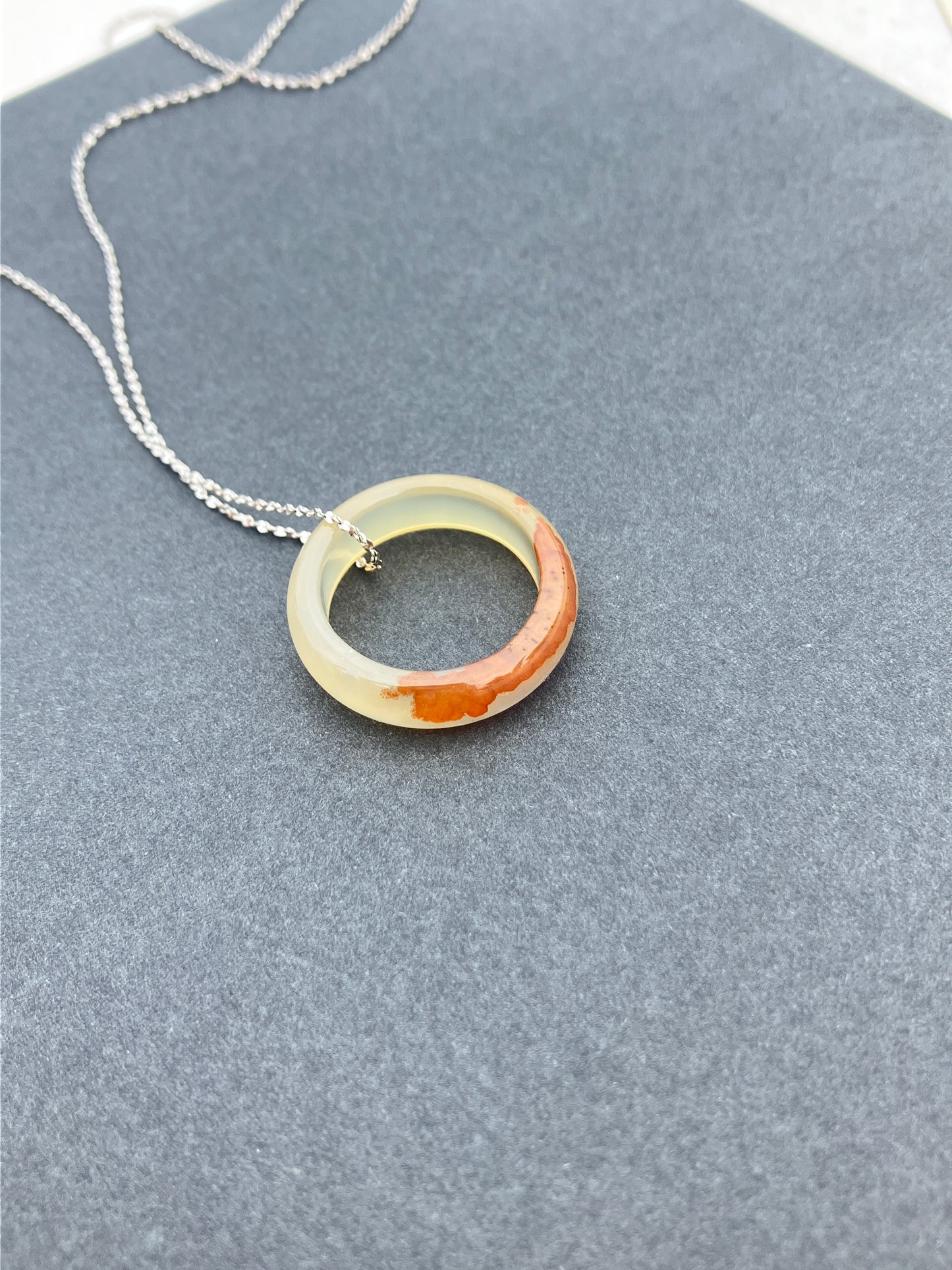 高冰飄花海洋玉髓戒圈吊墜 Unique Ocean Chalcedony Agate Ring pendant