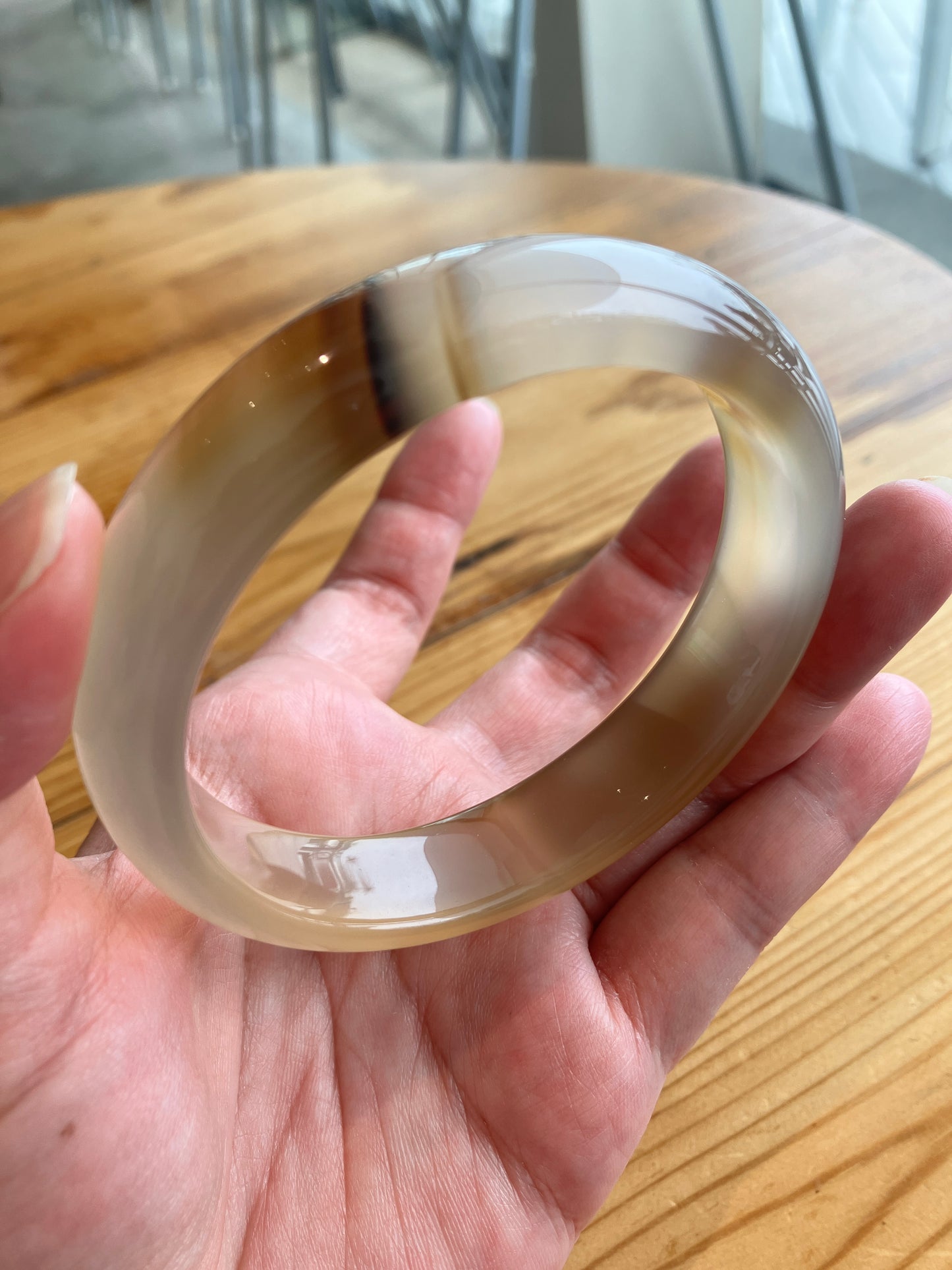 高冰飄花海洋玉髓手鐲 Unique Ocean Chalcedony Agate Bangle