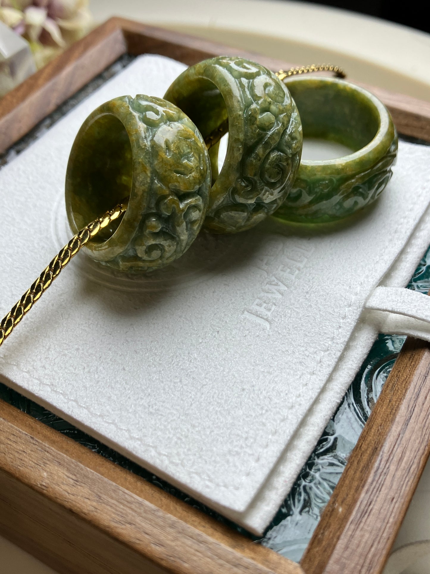 Vintage Jadeite Jade Pendant ｜天然翡翠吊墜介指 黃加綠 精緻復古系列(JV0018-20)