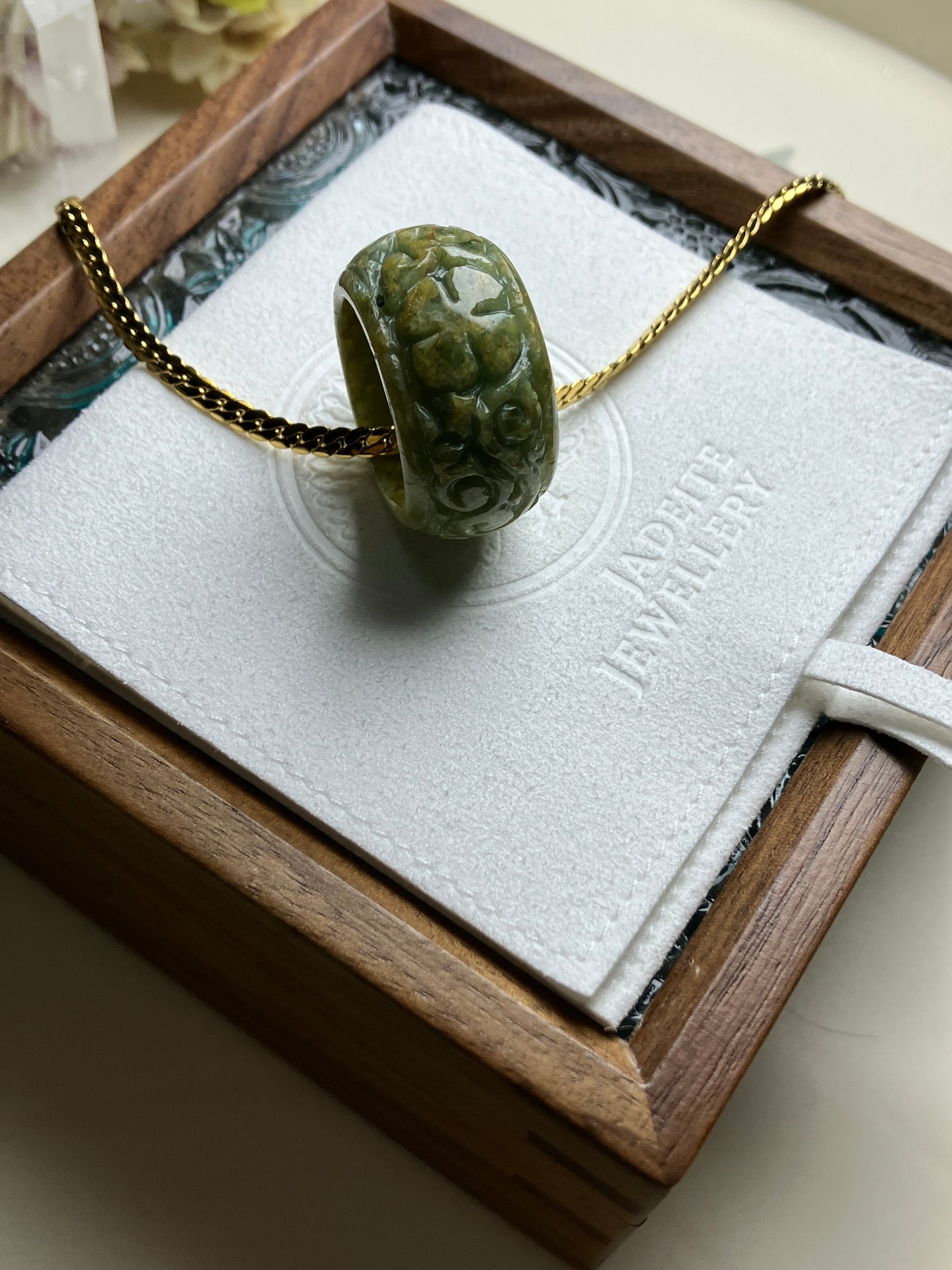 Vintage Jadeite Jade Pendant ｜天然翡翠吊墜介指 黃加綠 精緻復古系列(JV0018-20)