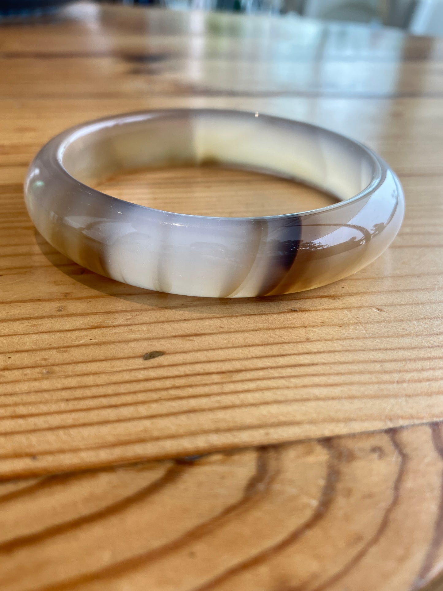 高冰飄花海洋玉髓手鐲 Unique Ocean Chalcedony Agate Bangle