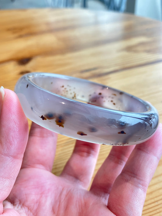 高冰飄花海洋玉髓手鐲 Unique Ocean Chalcedony Agate Bangle