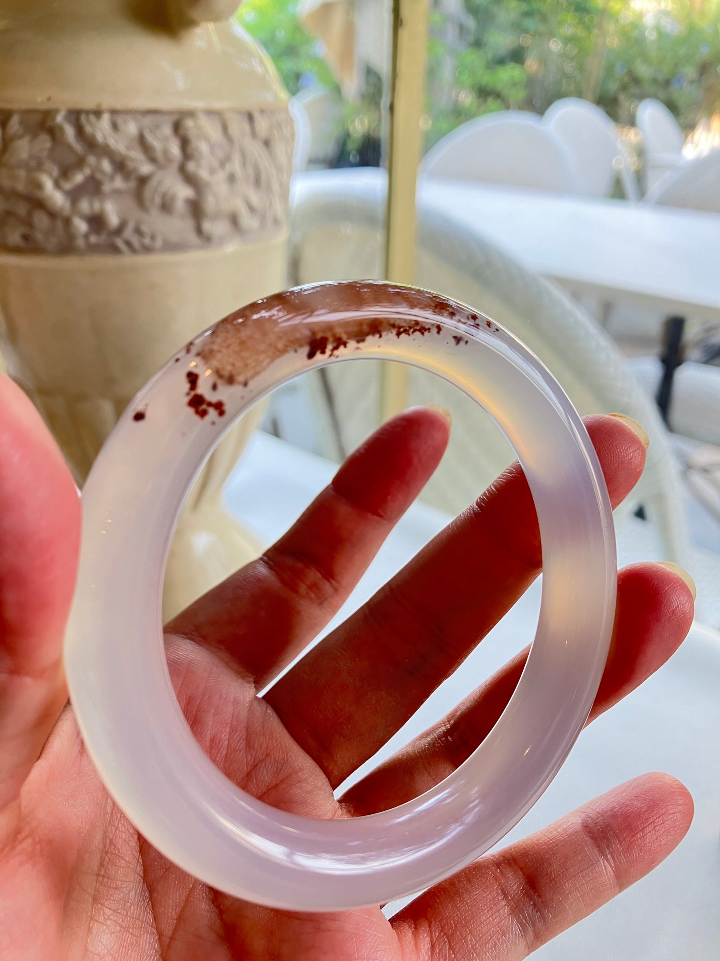 高冰飄花海洋玉髓手鐲Unique Ocean Chalcedony Agate Bangle