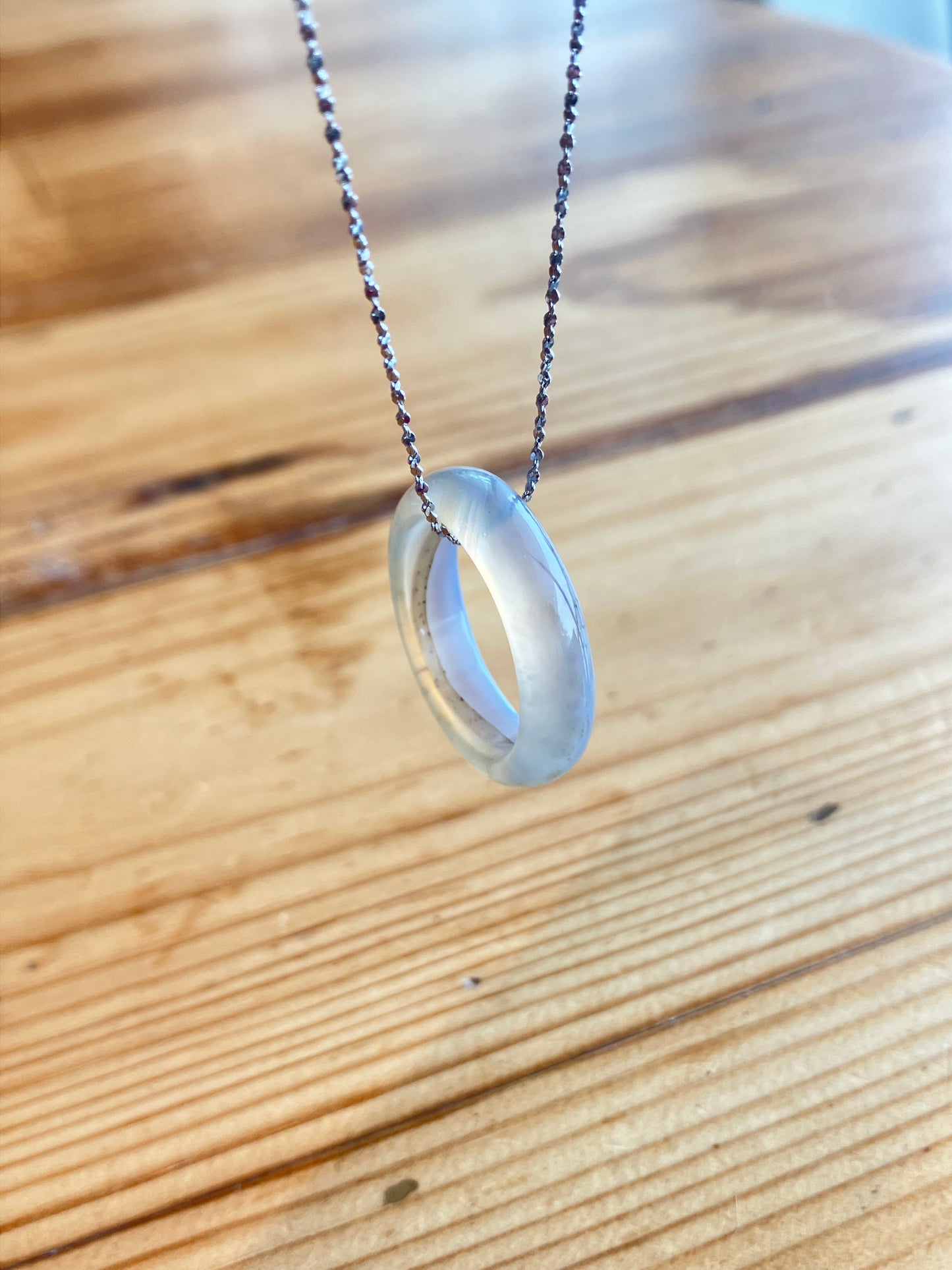 高冰飄花海洋玉髓戒圈吊墜 Unique Ocean Chalcedony Agate Ring pendant