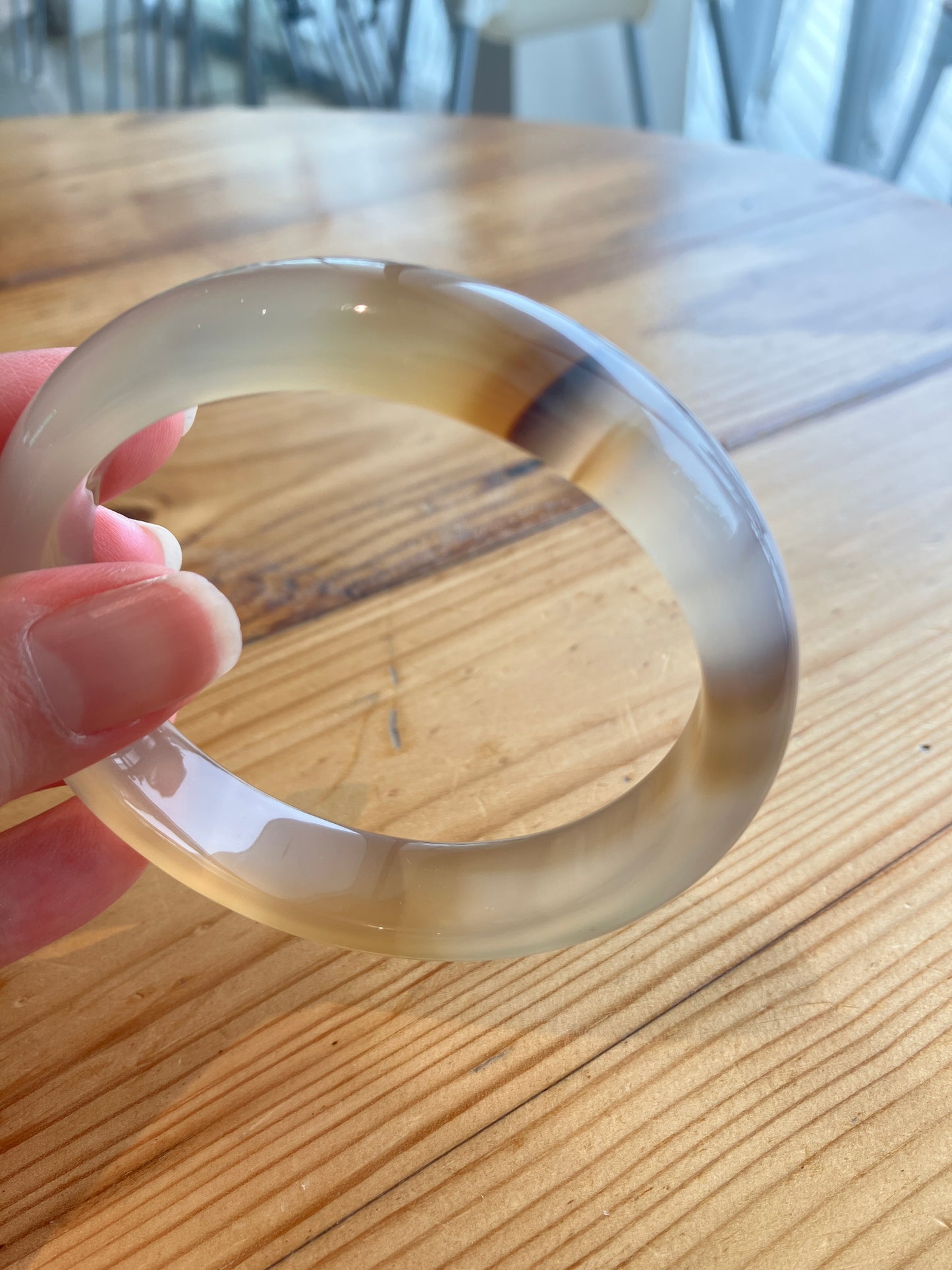 高冰飄花海洋玉髓手鐲 Unique Ocean Chalcedony Agate Bangle