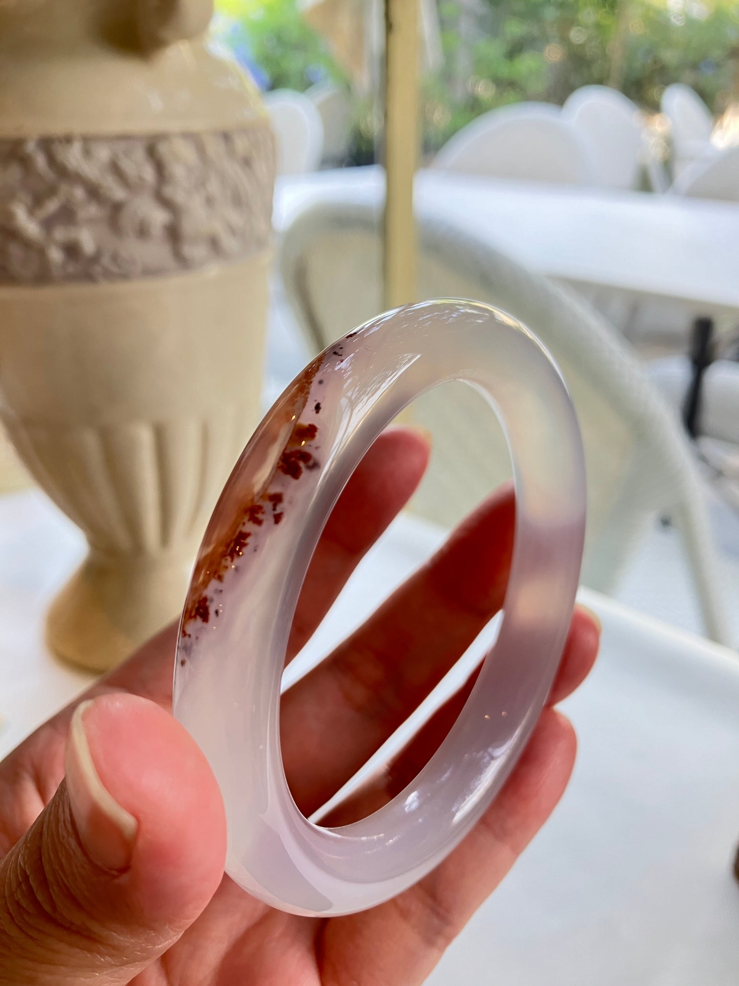 高冰飄花海洋玉髓手鐲Unique Ocean Chalcedony Agate Bangle