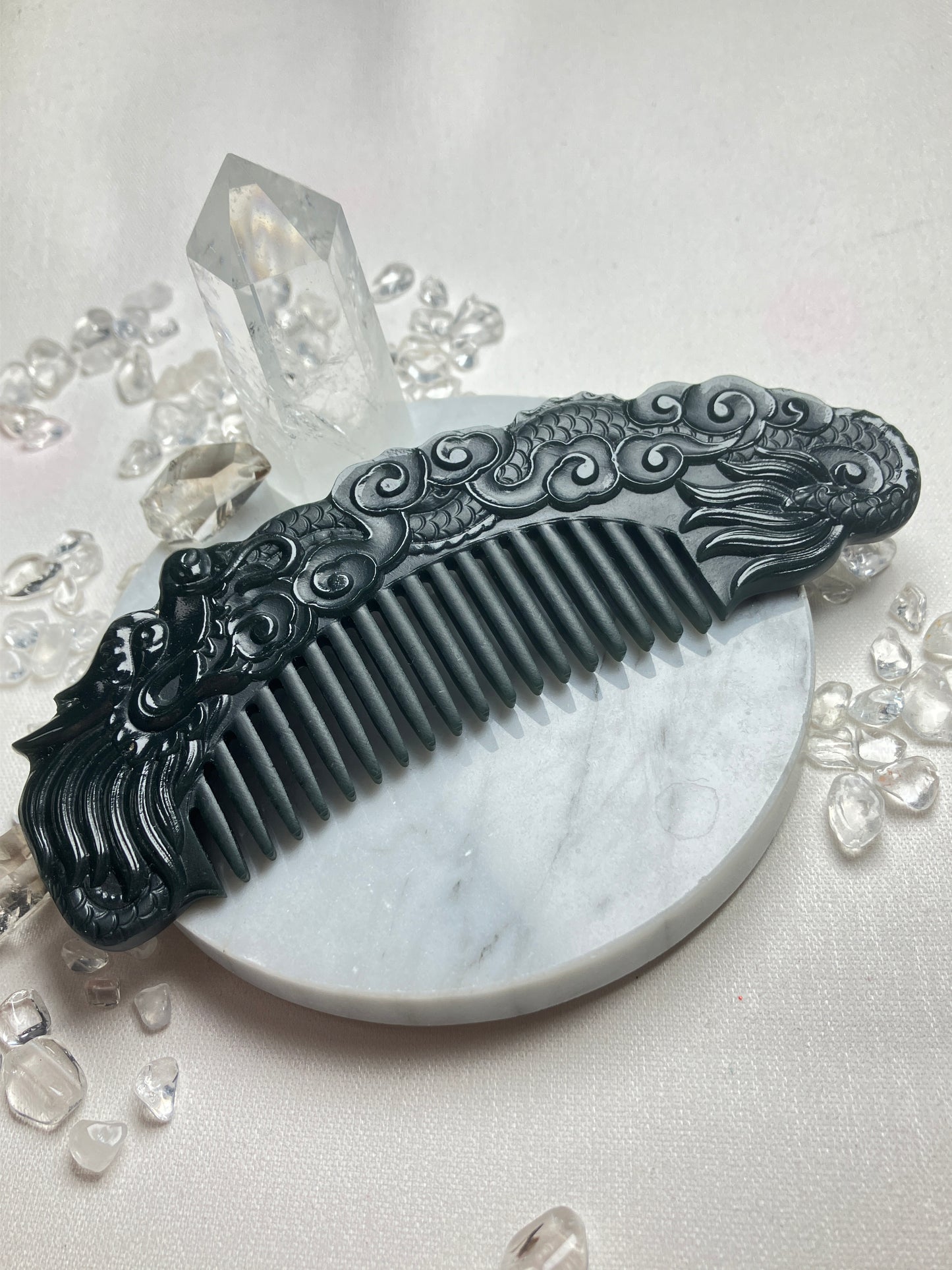 Natural Nephrite Jade Comb 天然和田玉梳(NJHB009)