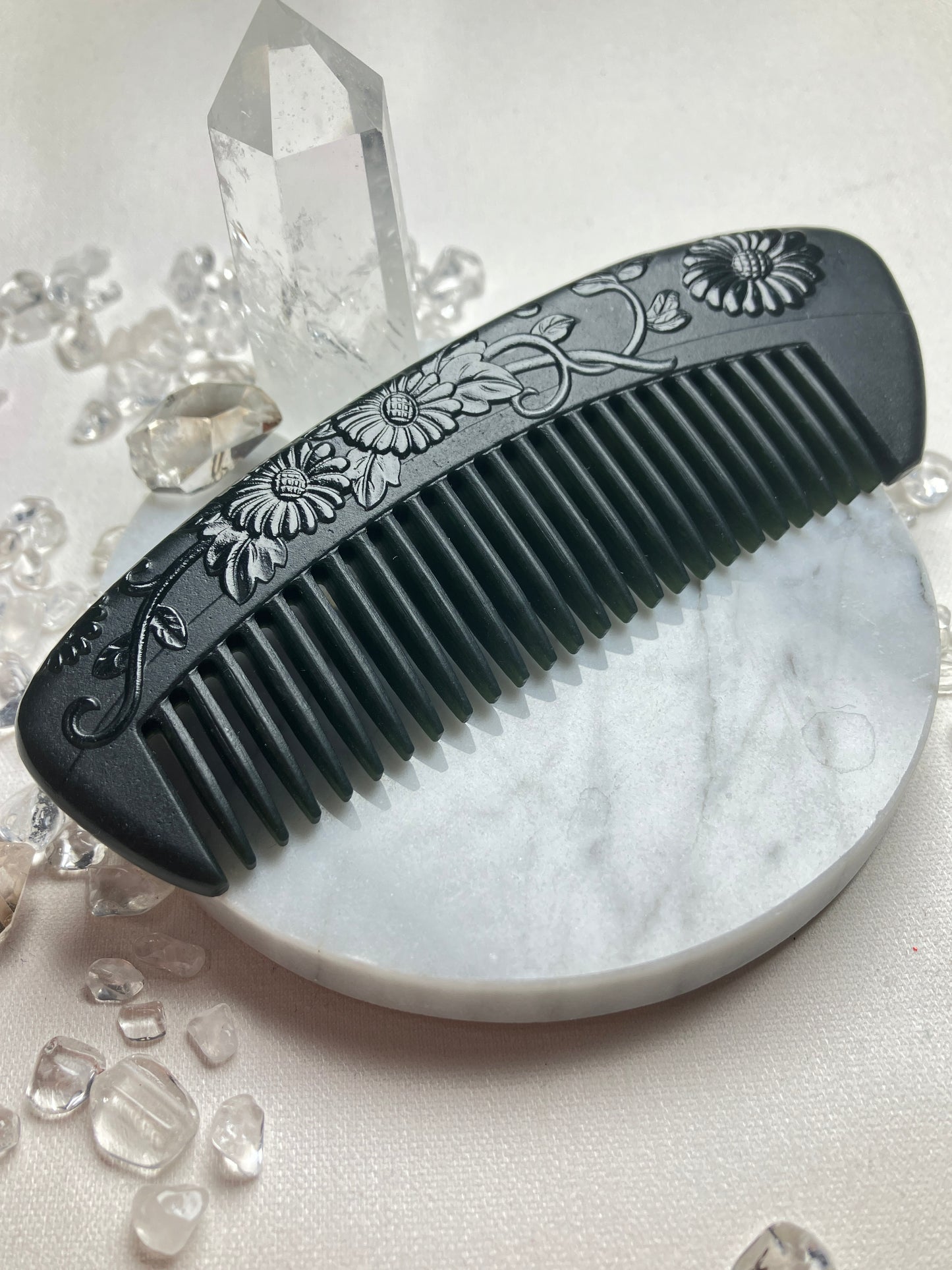 Natural Nephrite Jade Comb 天然和田玉梳(NJHB007）