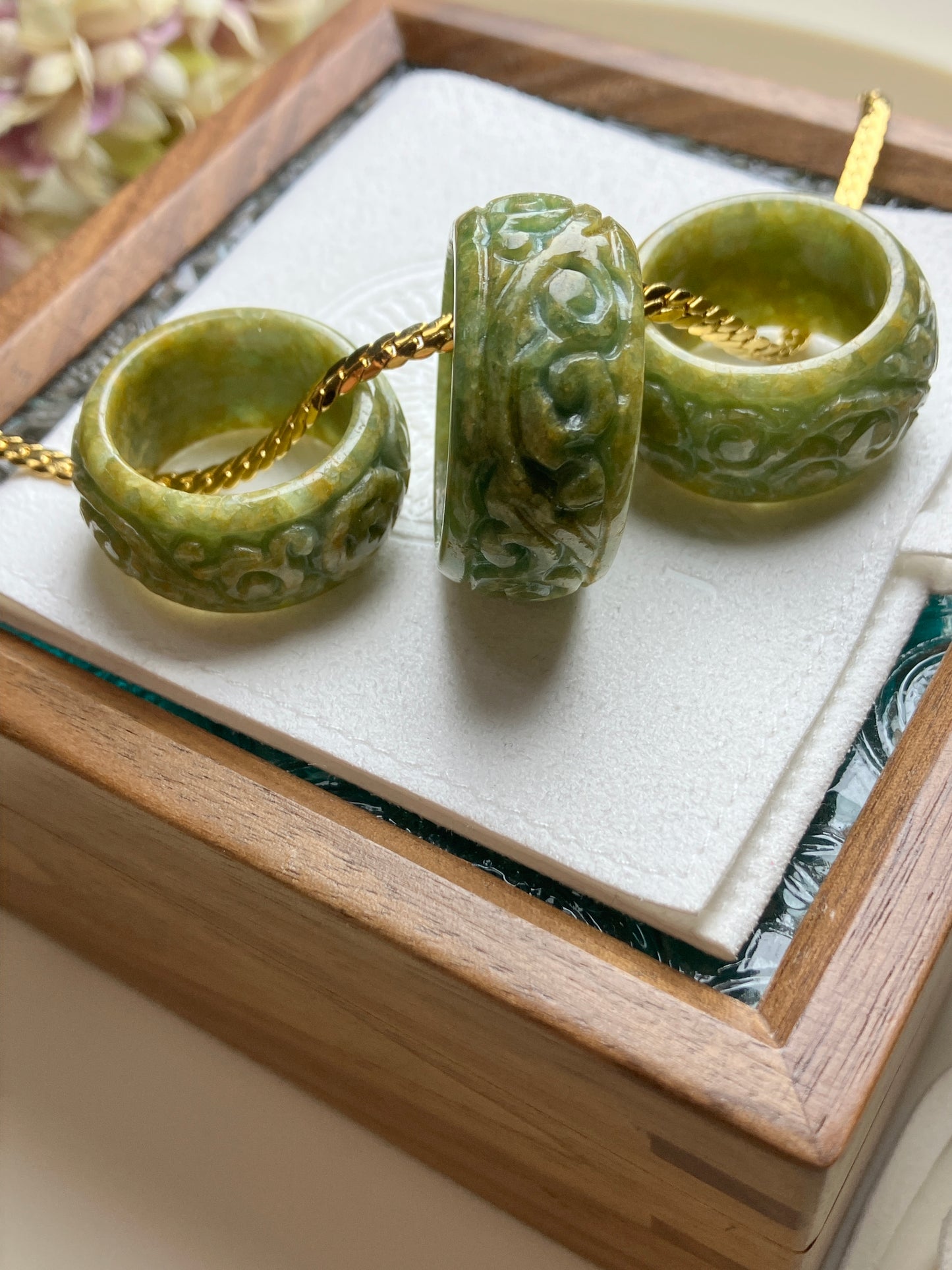 Vintage Jadeite Jade Pendant ｜天然翡翠吊墜介指 黃加綠 精緻復古系列(JV0018-20)