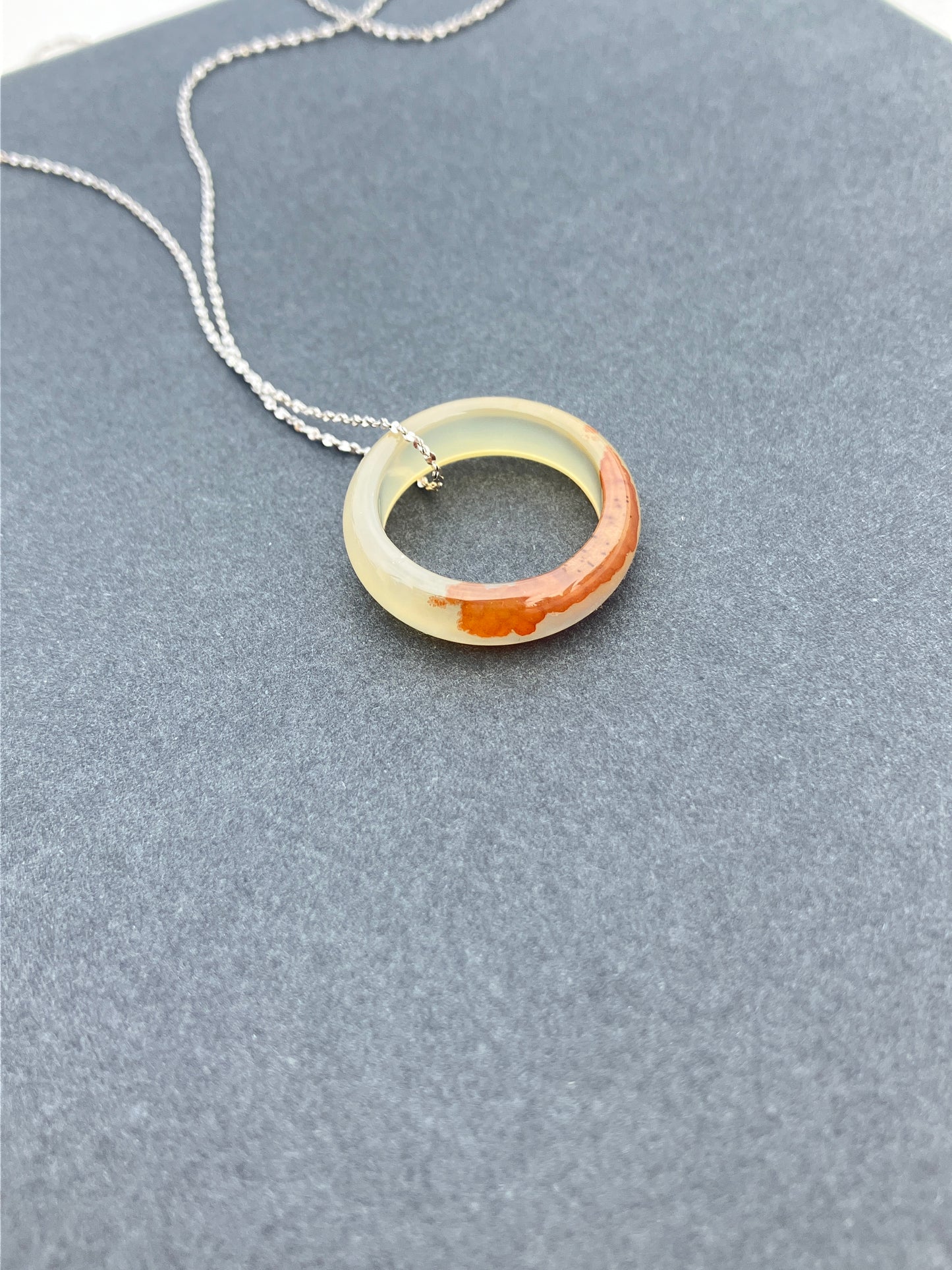 高冰飄花海洋玉髓戒圈吊墜 Unique Ocean Chalcedony Agate Ring pendant