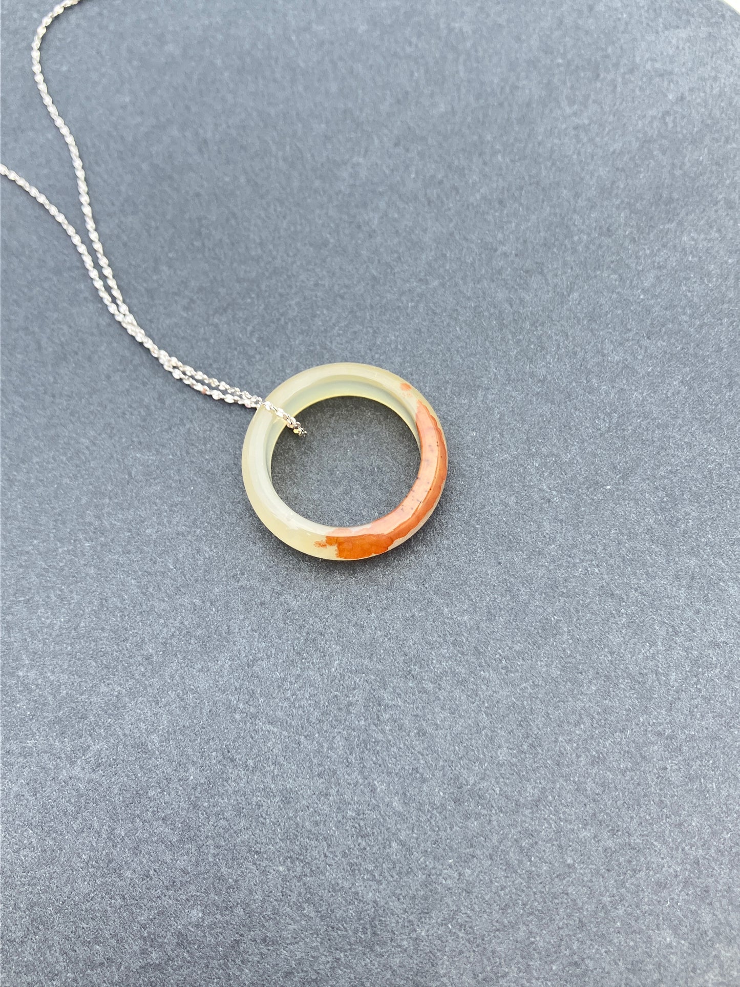 高冰飄花海洋玉髓戒圈吊墜 Unique Ocean Chalcedony Agate Ring pendant