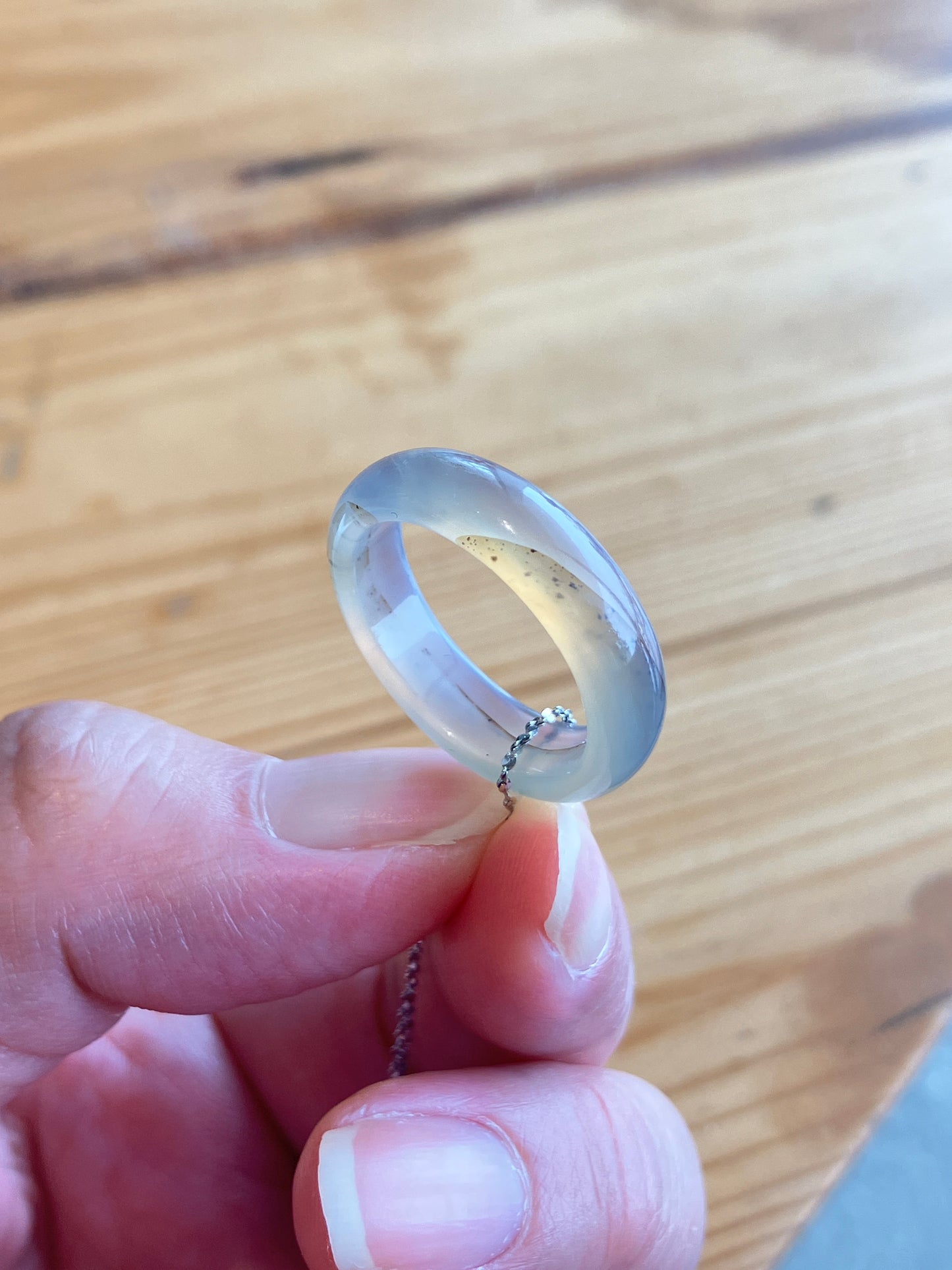 高冰飄花海洋玉髓戒圈吊墜 Unique Ocean Chalcedony Agate Ring pendant