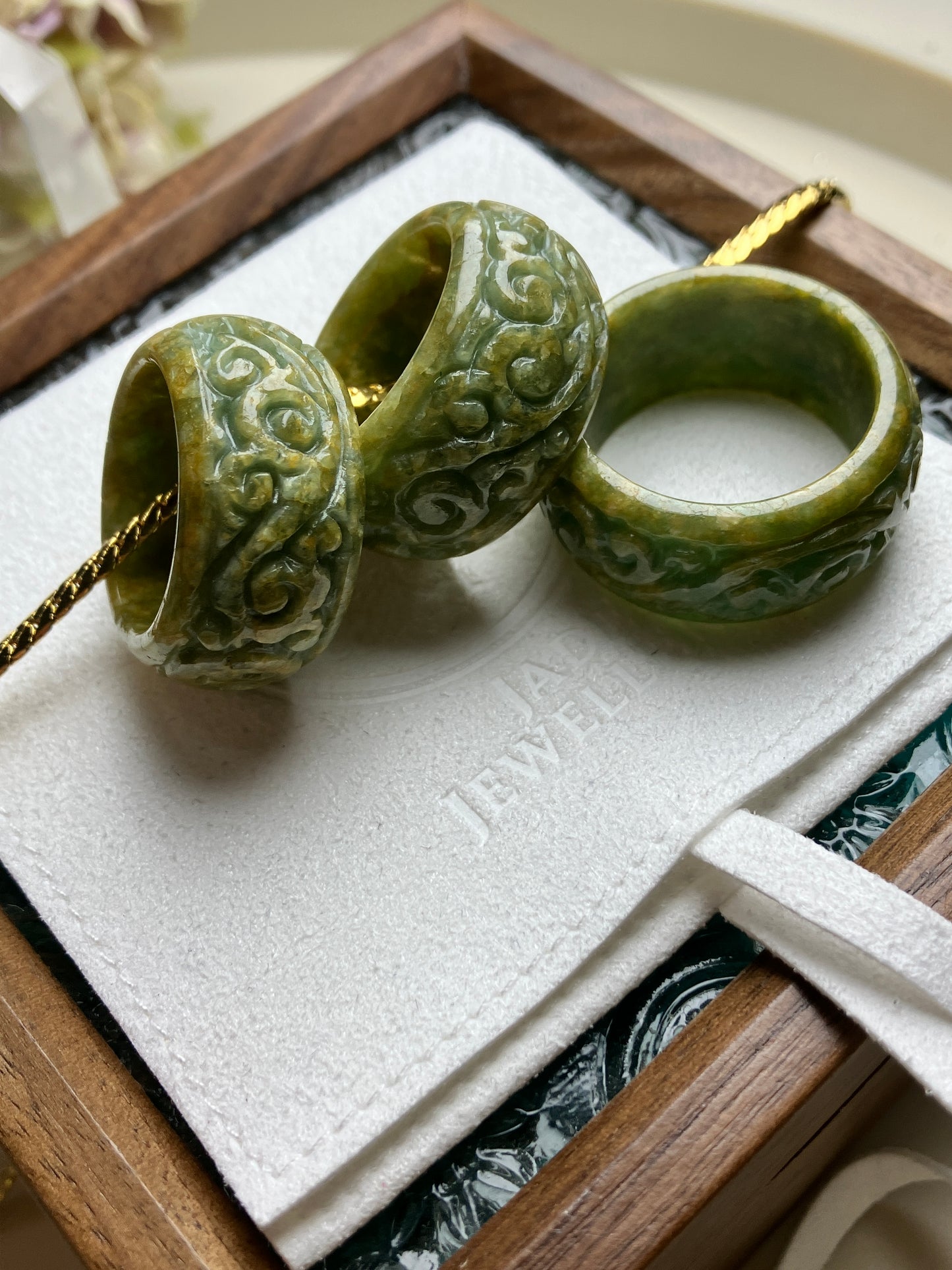 Vintage Jadeite Jade Pendant ｜天然翡翠吊墜介指 黃加綠 精緻復古系列(JV0018-20)