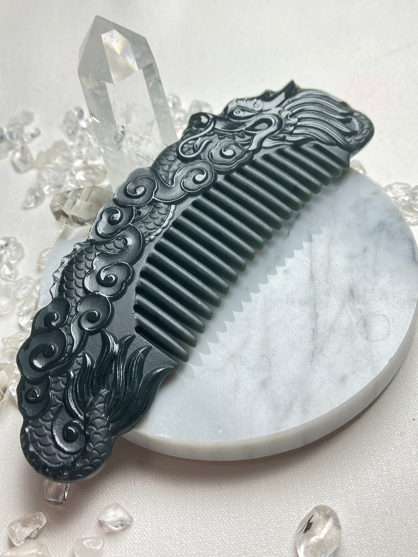 Natural Nephrite Jade Comb 天然和田玉梳(NJHB009)