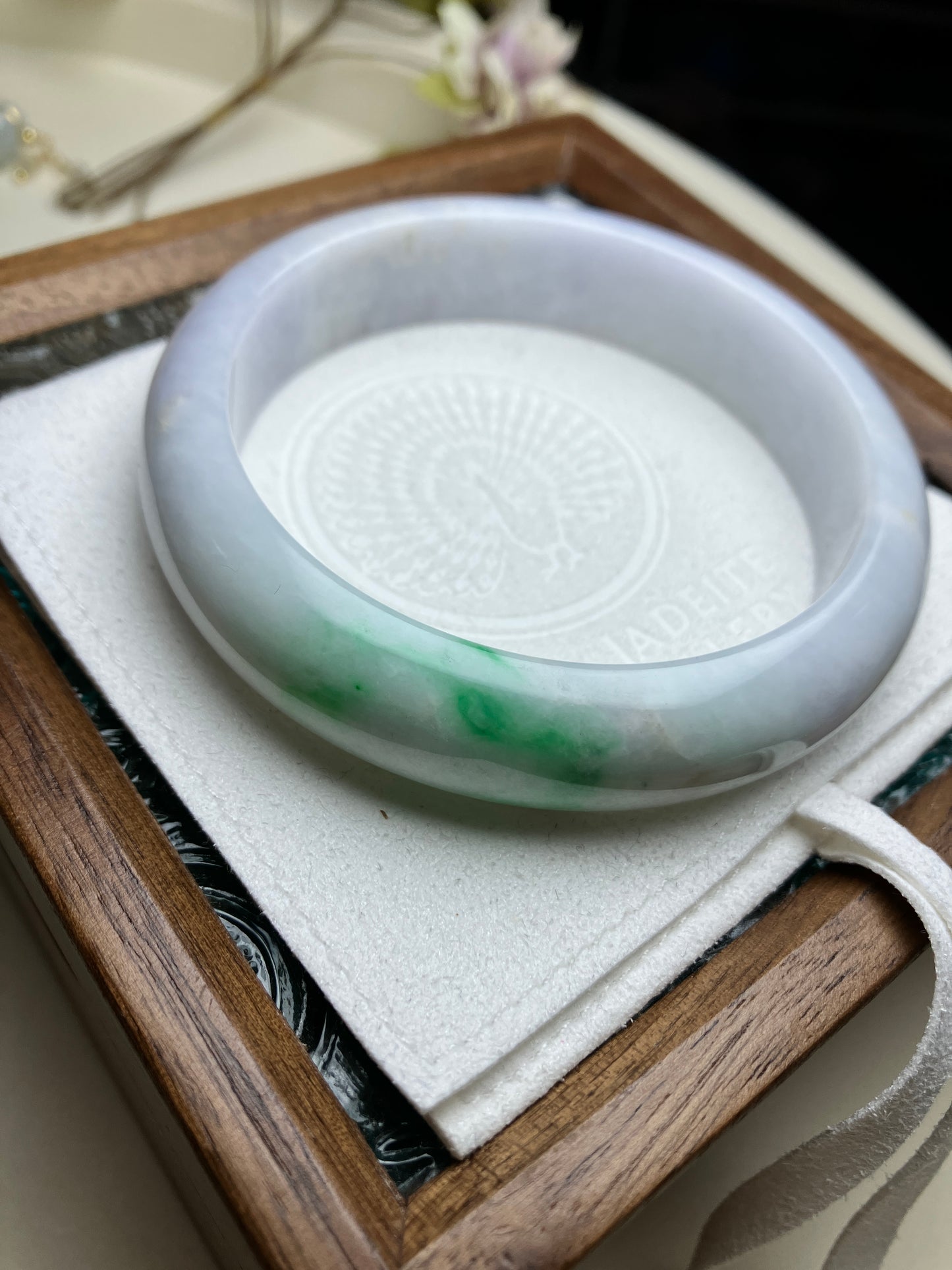 Jadeite Bangle Natural Light Spring Color Round Bar Jade Jadeite (56mm)(JB00237)