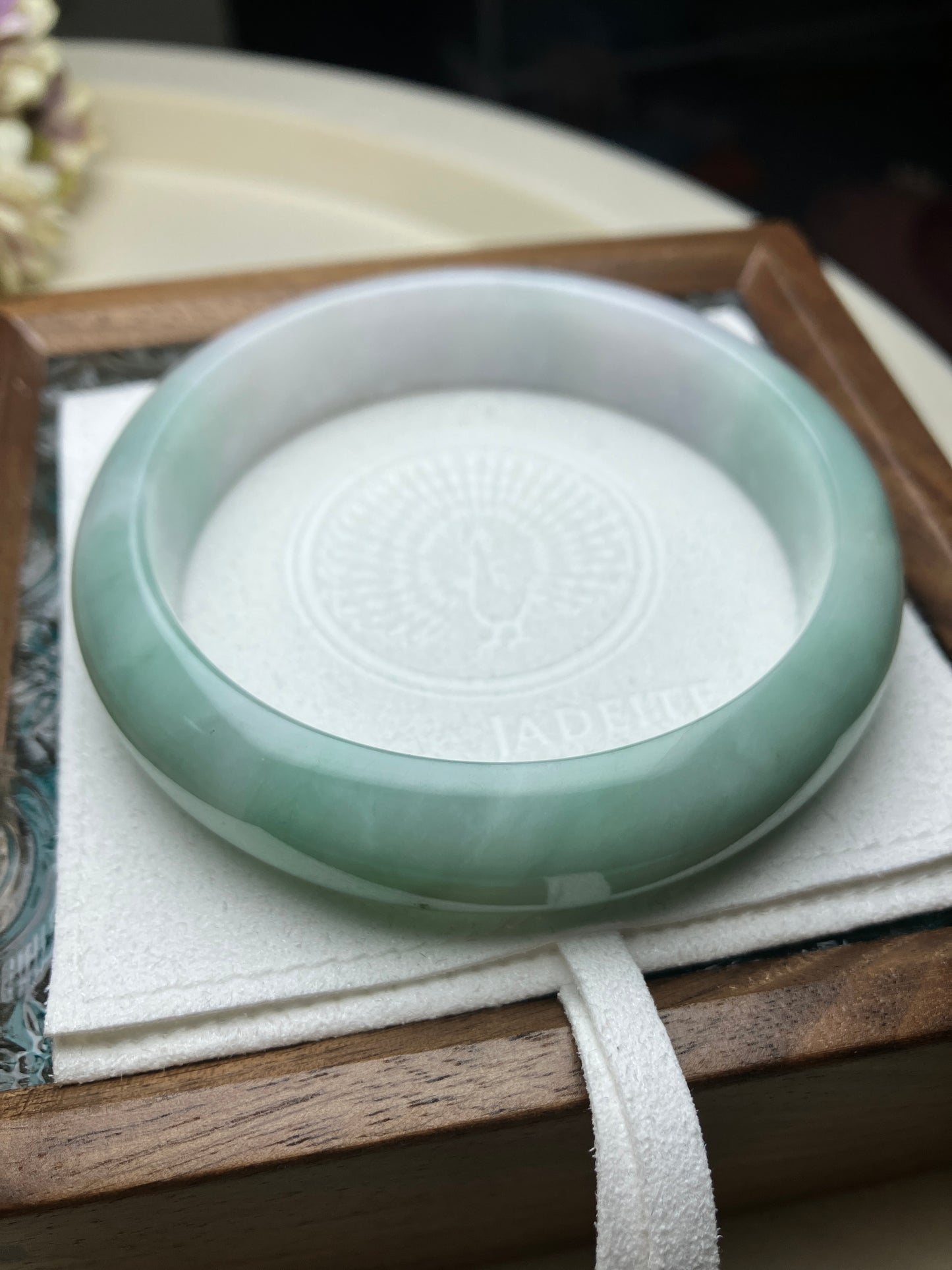 Jadeite Bangle Jadeite Jadeite Bangle with Floating Flowers (60mm)(JB000689)