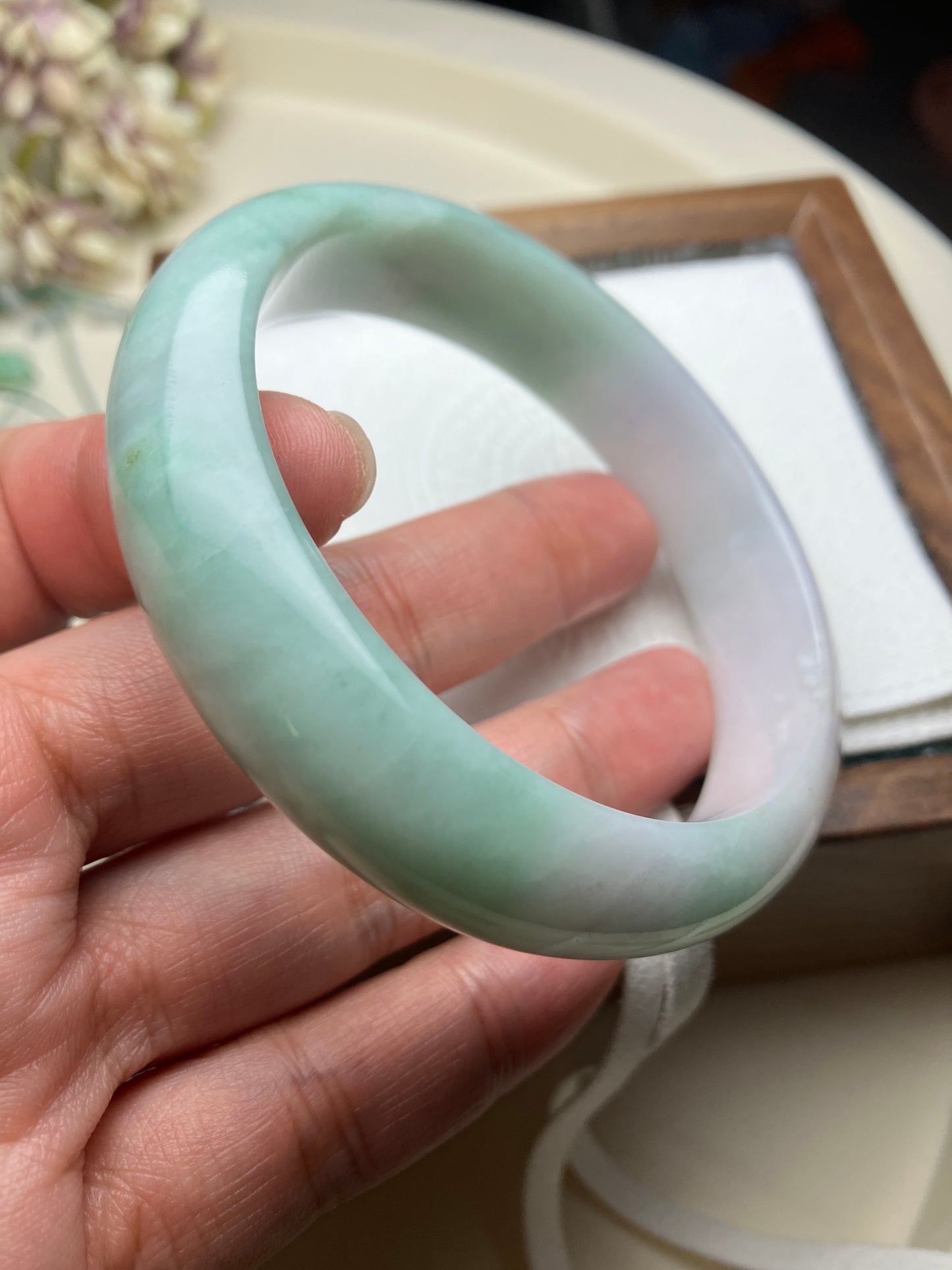 Jadeite Bangle Jadeite Jadeite Bangle with Floating Flowers (60mm)(JB000689)