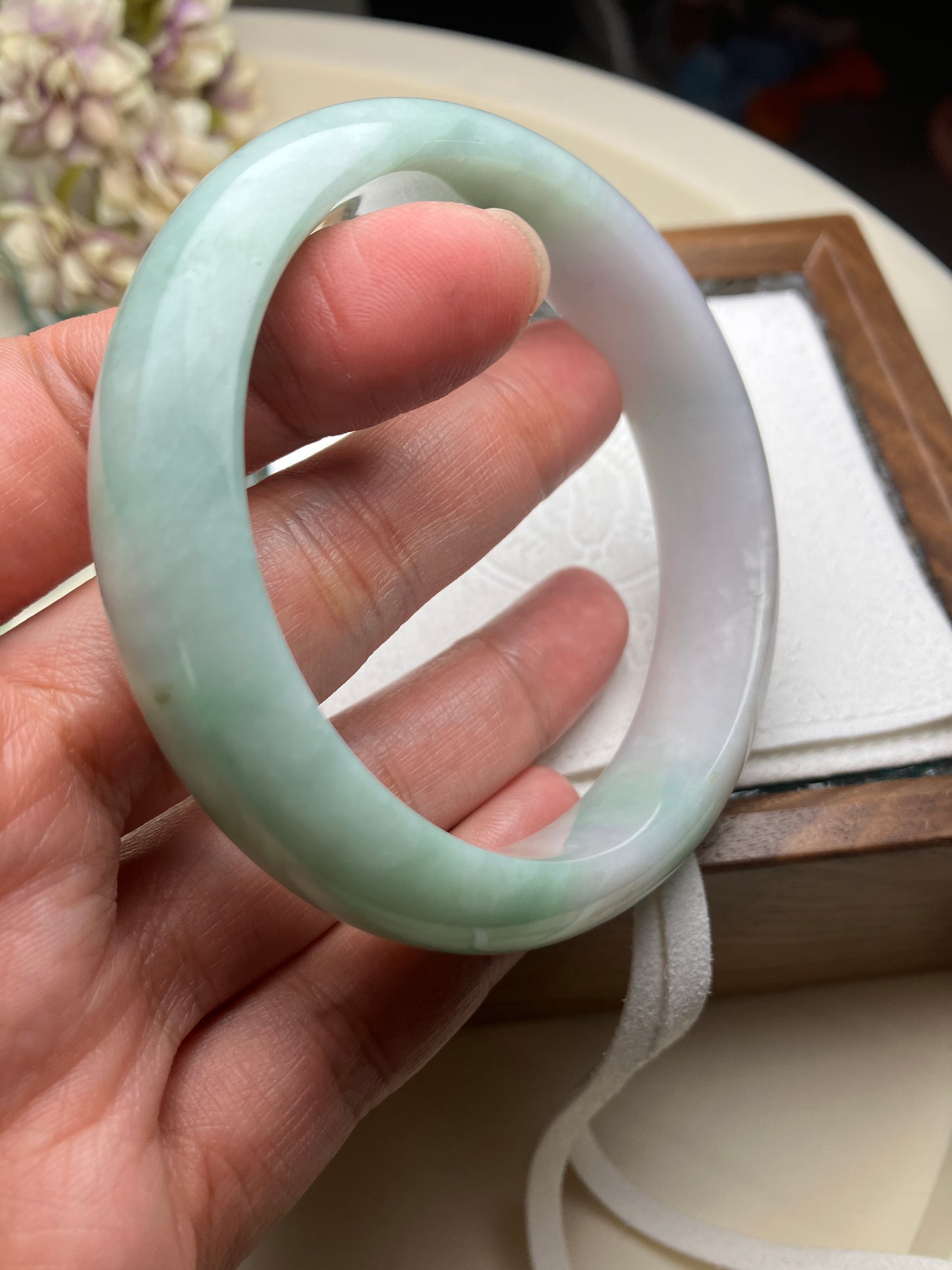 Jadeite Bangle Jadeite Jadeite Bangle with Floating Flowers (60mm)(JB000689)