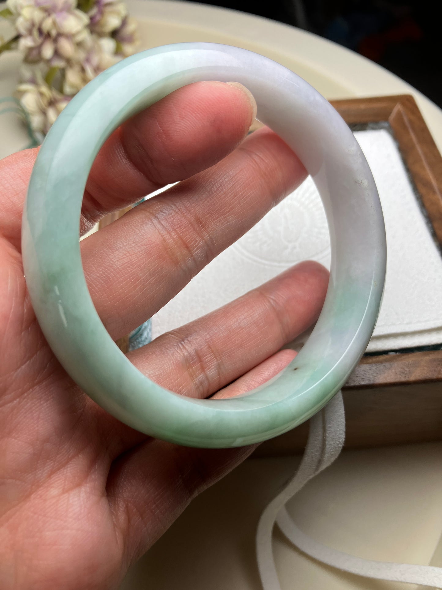 Jadeite Bangle Jadeite Jadeite Bangle with Floating Flowers (60mm)(JB000689)