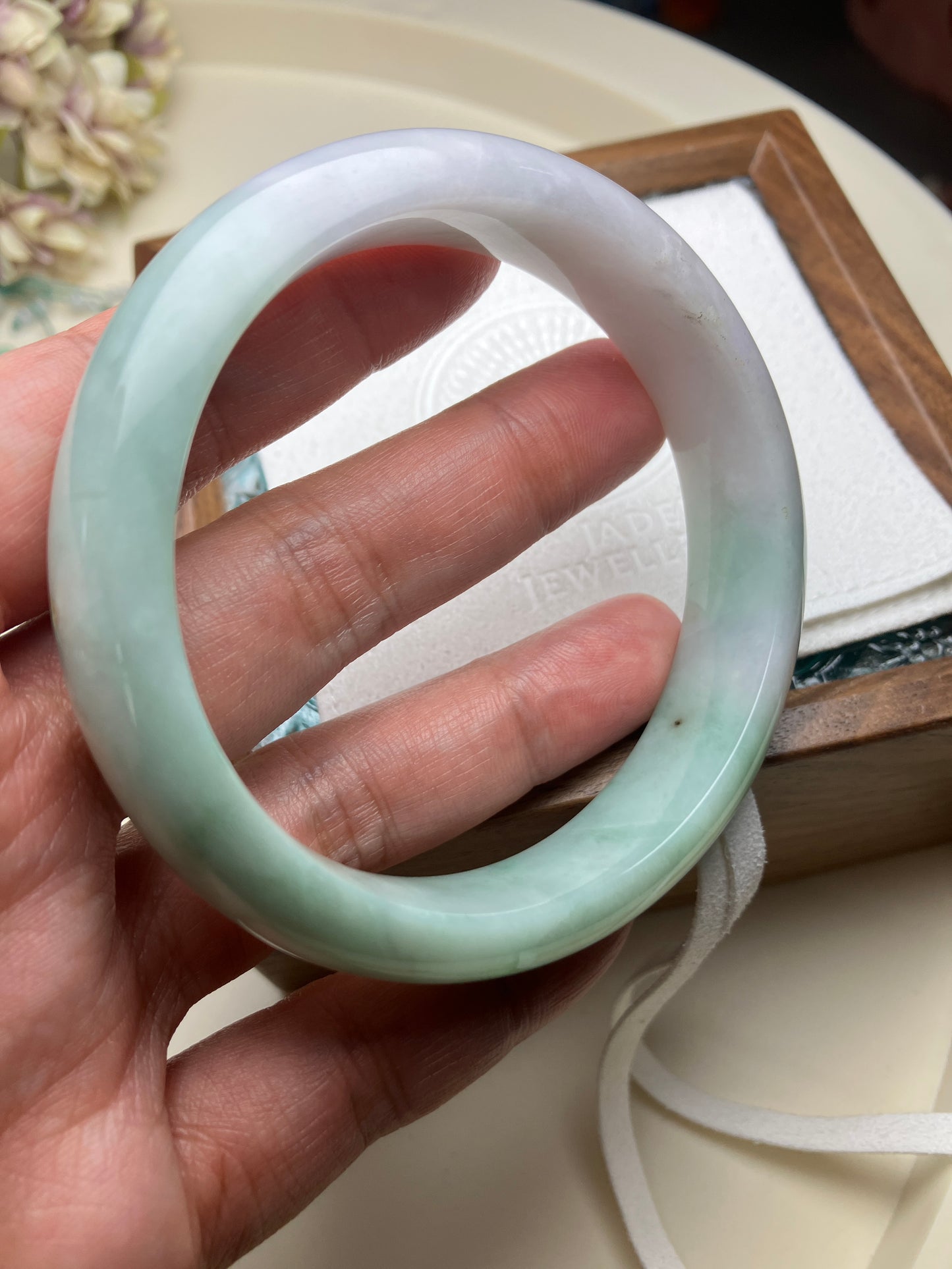 Jadeite Bangle Jadeite Jadeite Bangle with Floating Flowers (60mm)(JB000689)