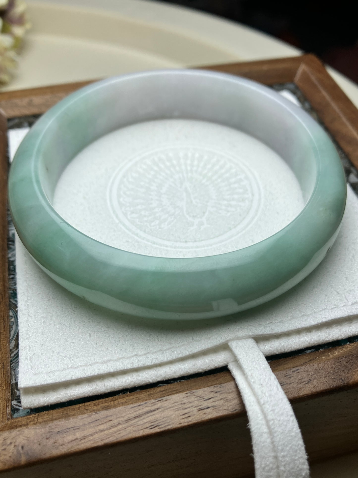 Jadeite Bangle Jadeite Jadeite Bangle with Floating Flowers (60mm)(JB000689)