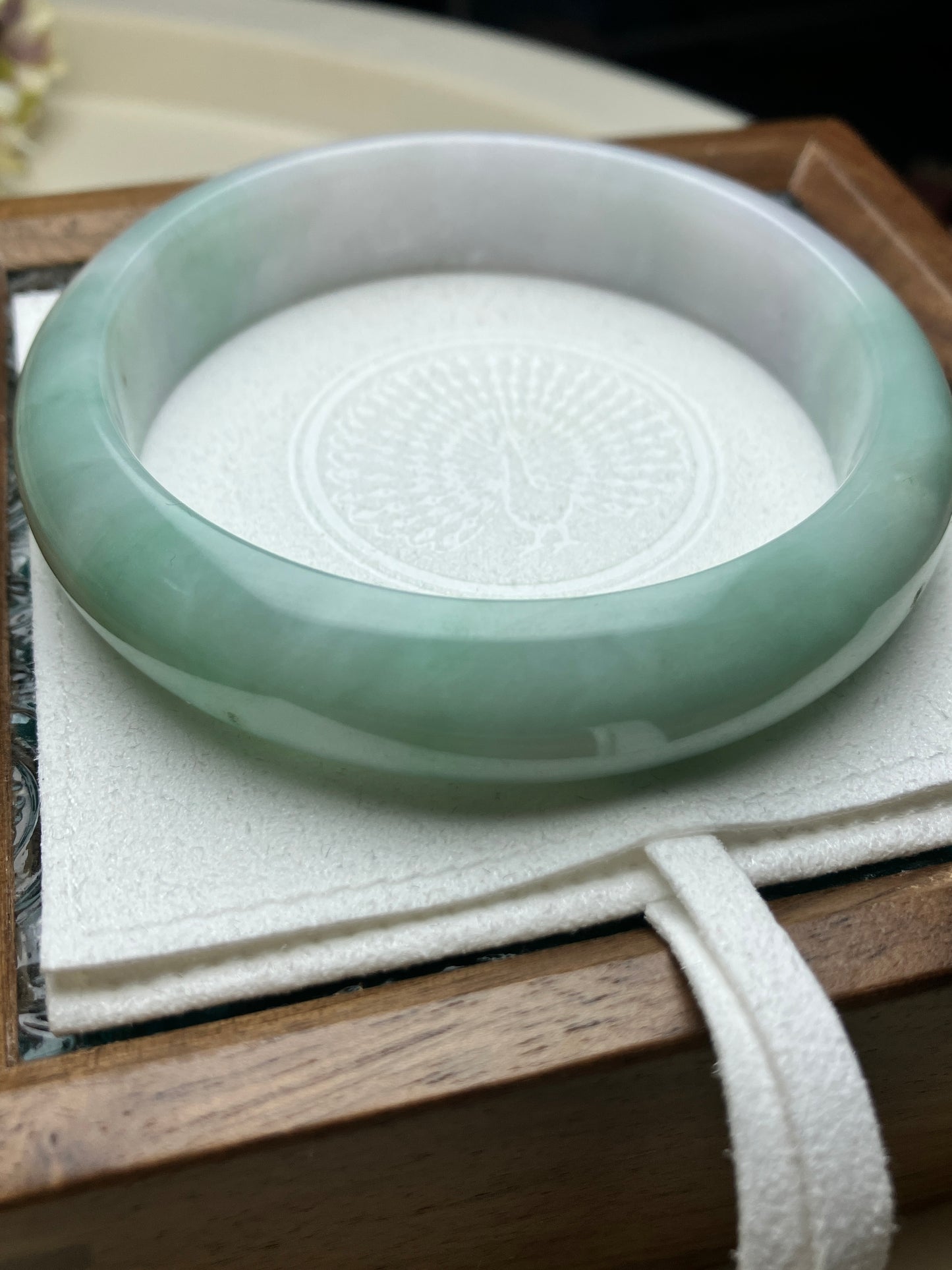 Jadeite Bangle Jadeite Jadeite Bangle with Floating Flowers (60mm)(JB000689)