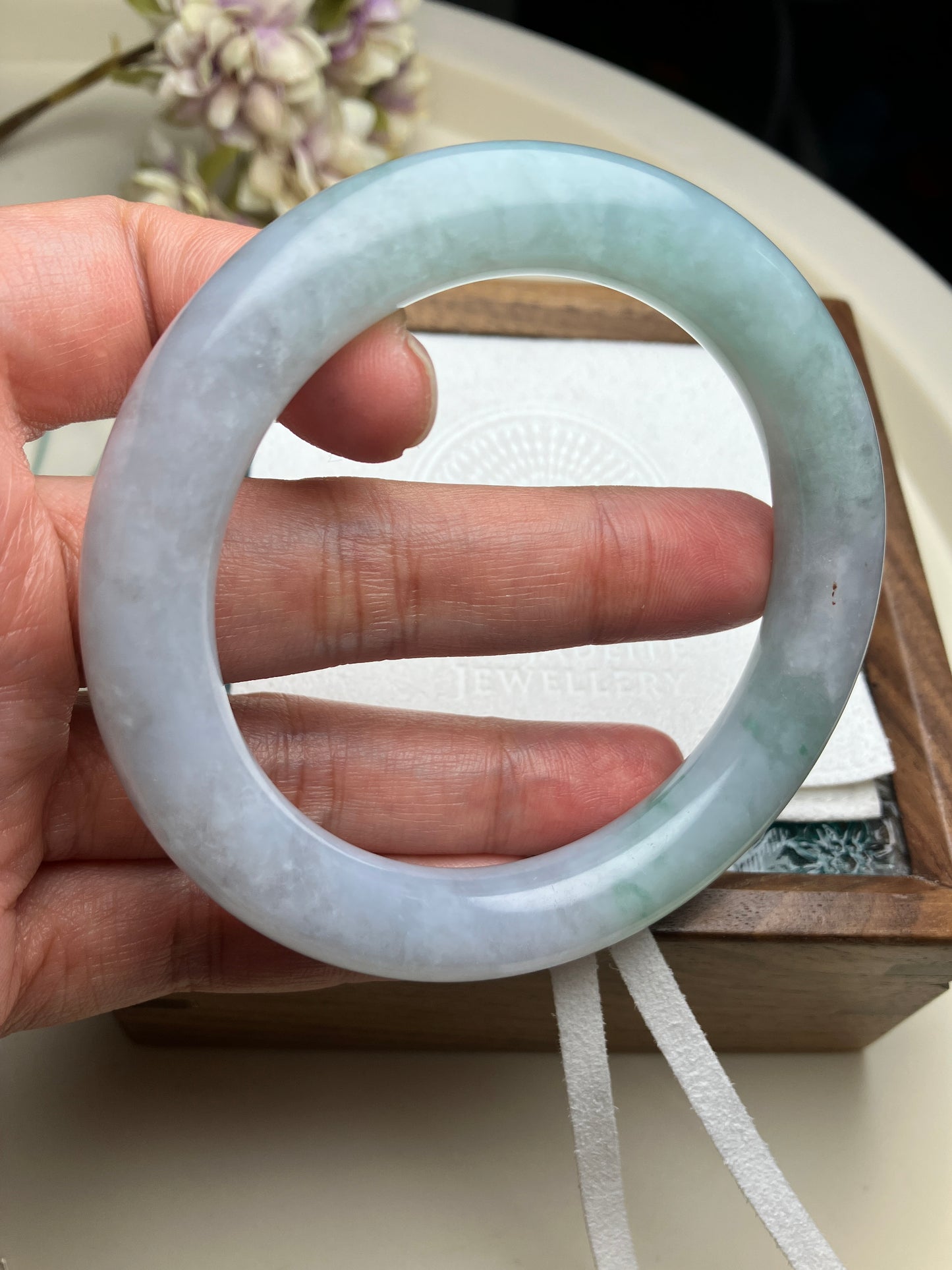 Jadeite Bangle Natural Light Spring Color Round Bar Jade Jadeite (56mm)(JB00237)