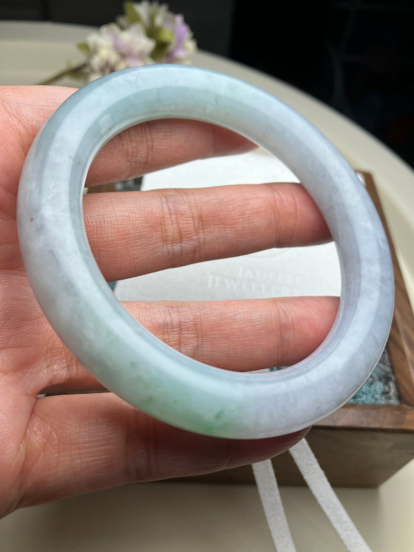 Jadeite Bangle Natural Light Spring Color Round Bar Jade Jadeite (56mm)(JB00237)