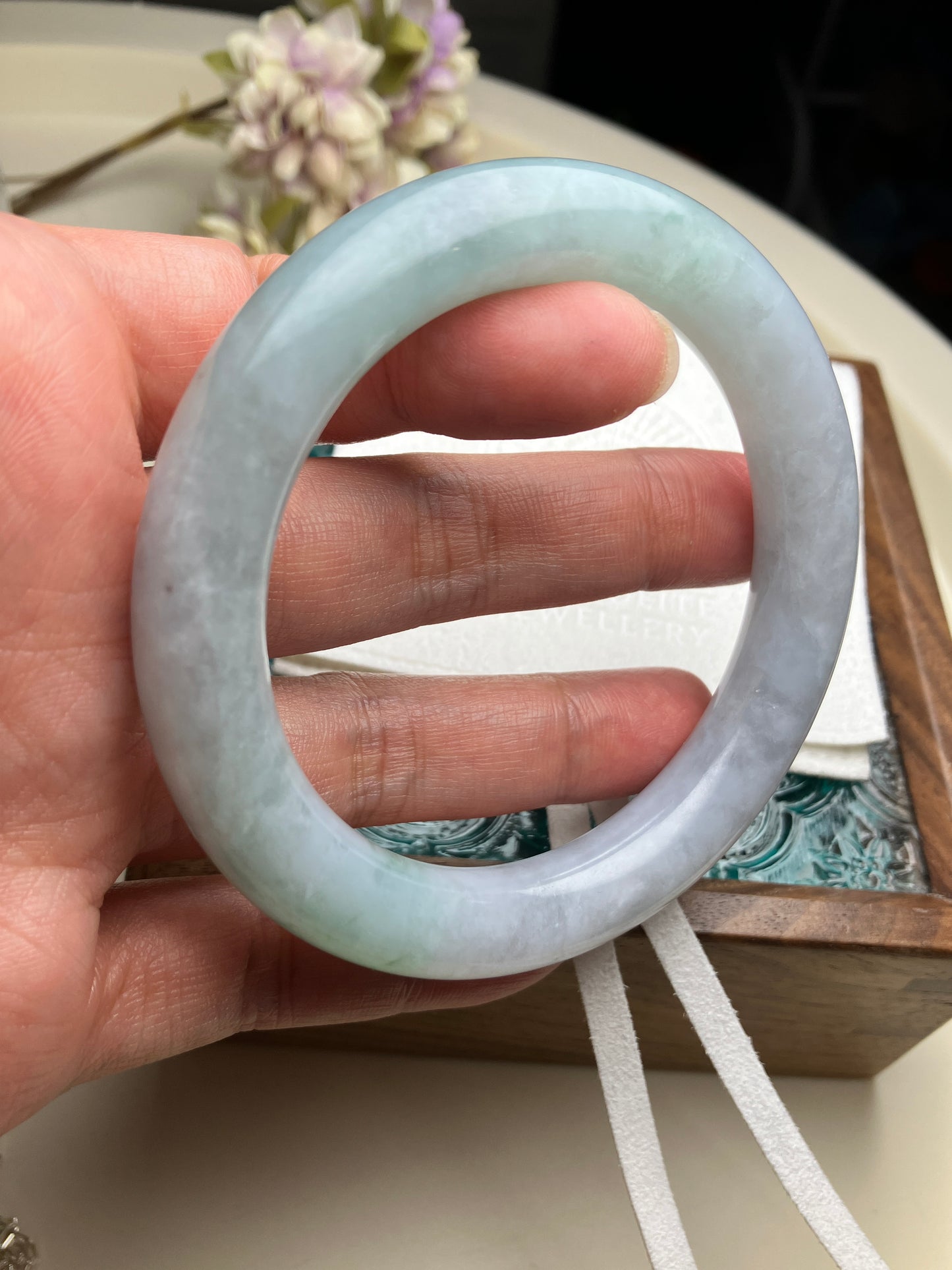 Jadeite Bangle Natural Light Spring Color Round Bar Jade Jadeite (56mm)(JB00237)