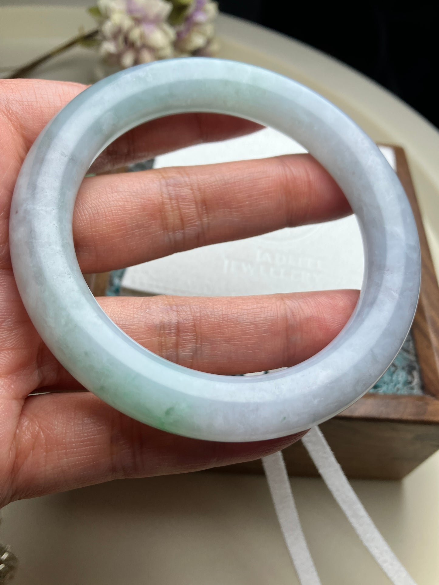 Jadeite Bangle Natural Light Spring Color Round Bar Jade Jadeite (56mm)(JB00237)