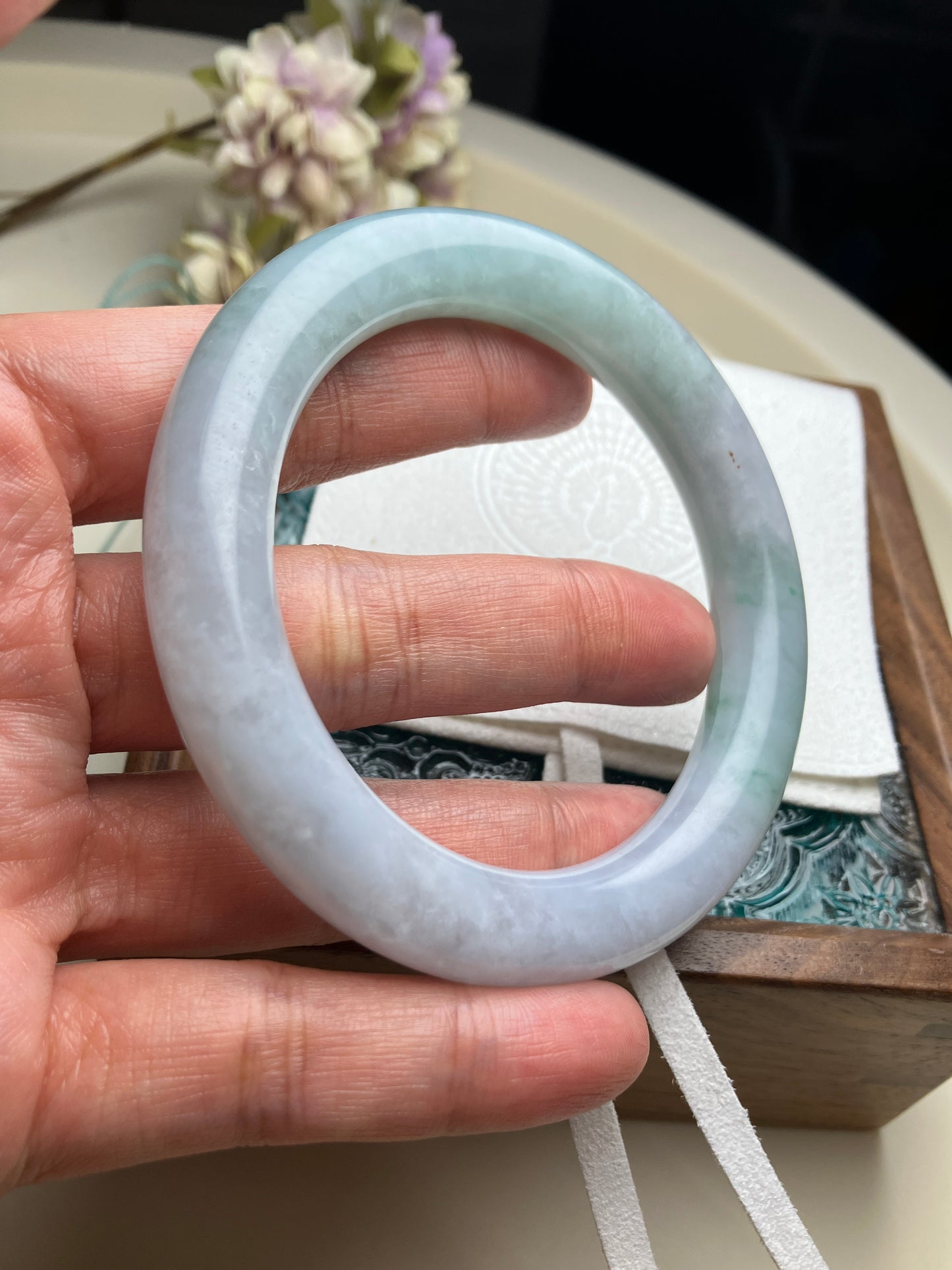 Jadeite Bangle Natural Light Spring Color Round Bar Jade Jadeite (56mm)(JB00237)