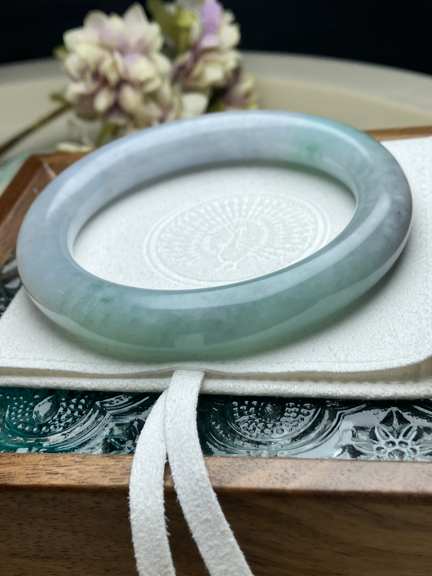 Jadeite Bangle Natural Light Spring Color Round Bar Jade Jadeite (56mm)(JB00237)