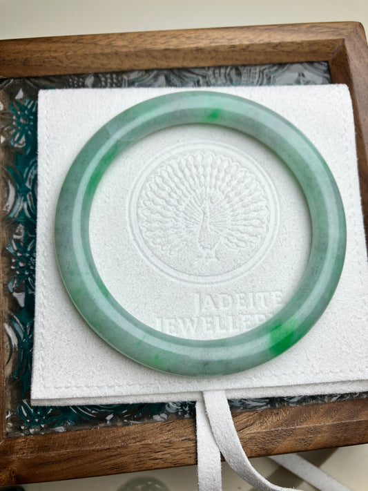 Jadeite Bangle Natural Thin Round Bar Jade Jadeite (53mm) (JB00800)