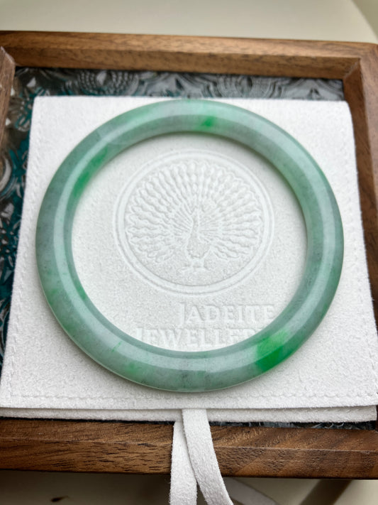 Jadeite Bangle Natural Thin Round Bar Jade Jadeite (53mm) (JB00800)