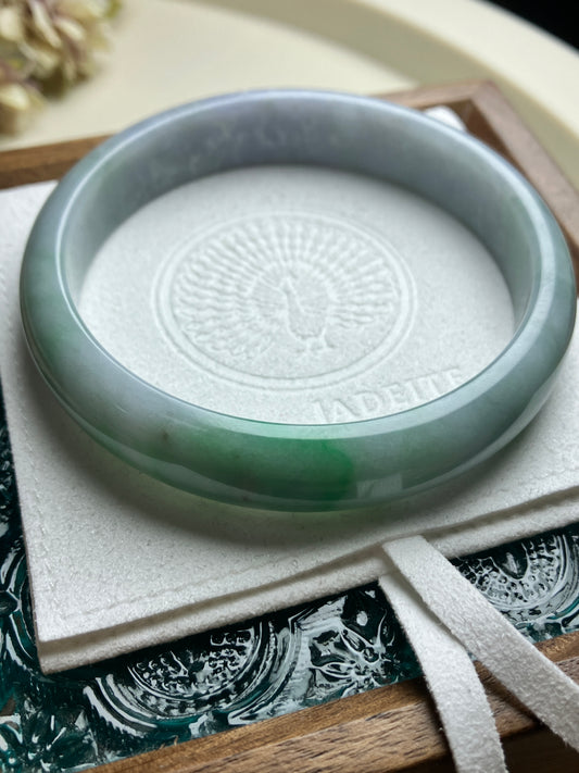 Jadeite Bangle Natural Light Spring Color Round Bar Jade Jadeite (56mm)(JB00237)