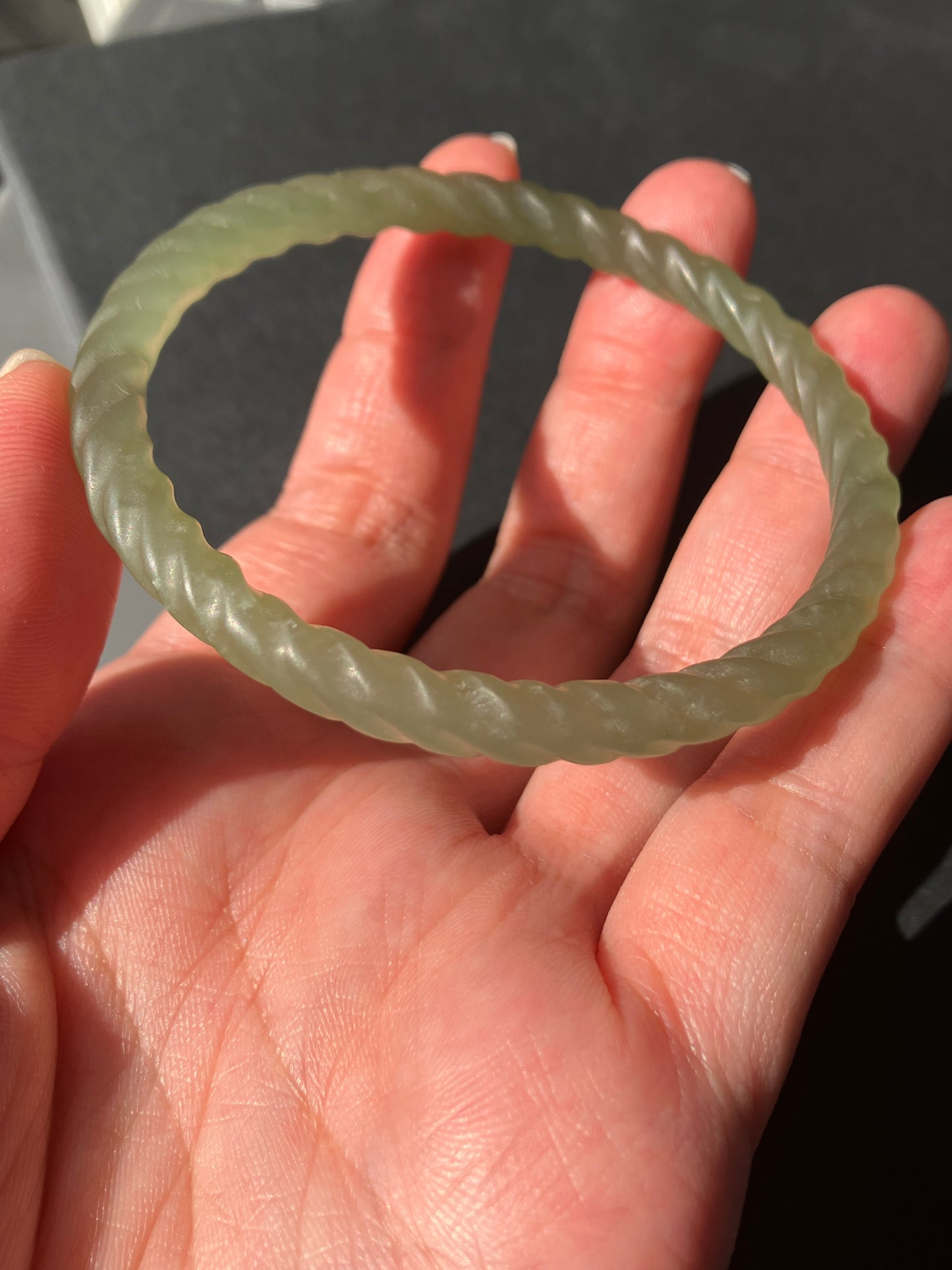 Natural Green Nephrite Jade Bangle 天然和田玉玊鈪 (56mm) (NB30350)