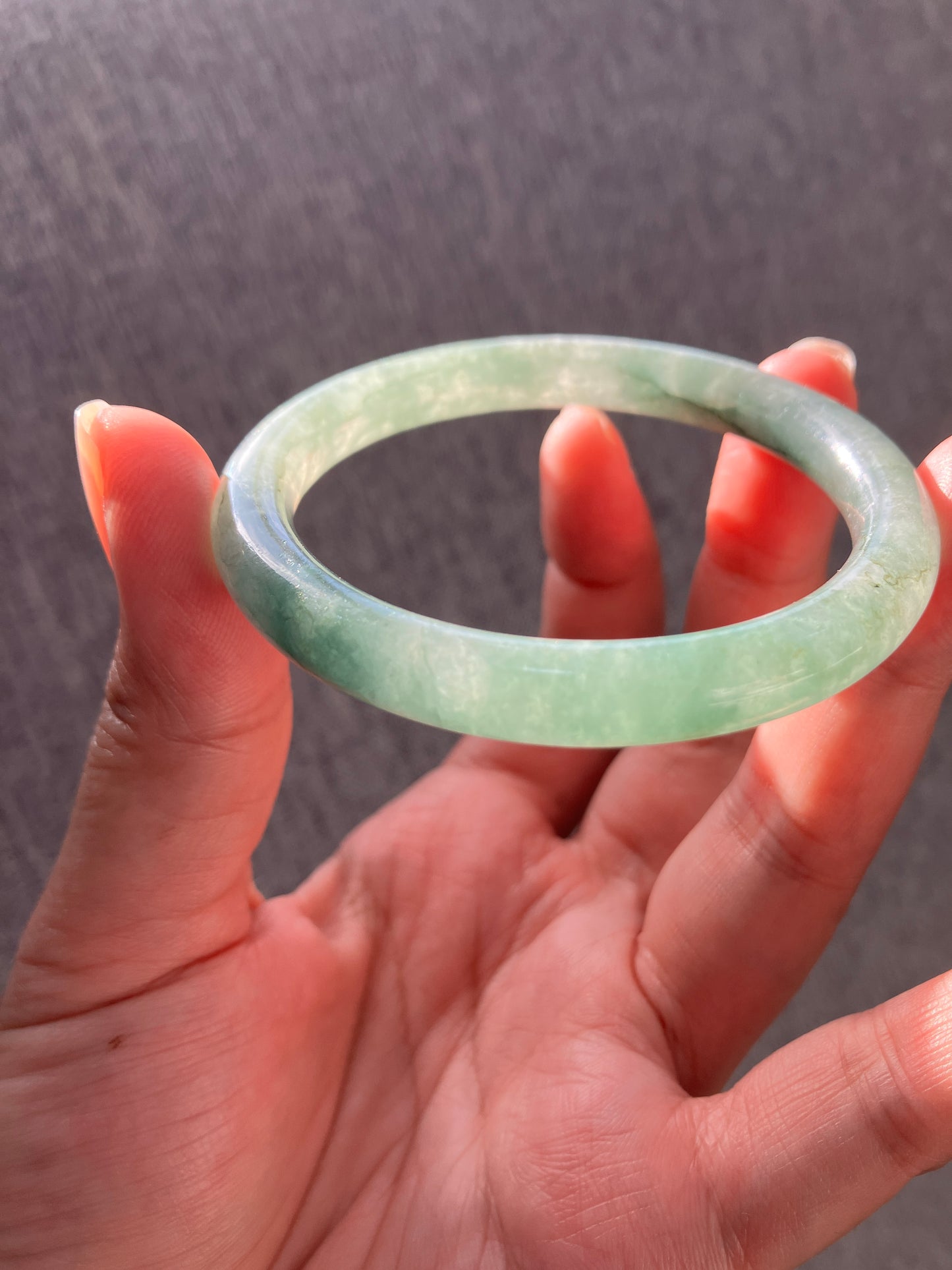 Jadeite Bangle Jadeite Jadeite Bangle with Floating Flowers (60mm)(JB000689)