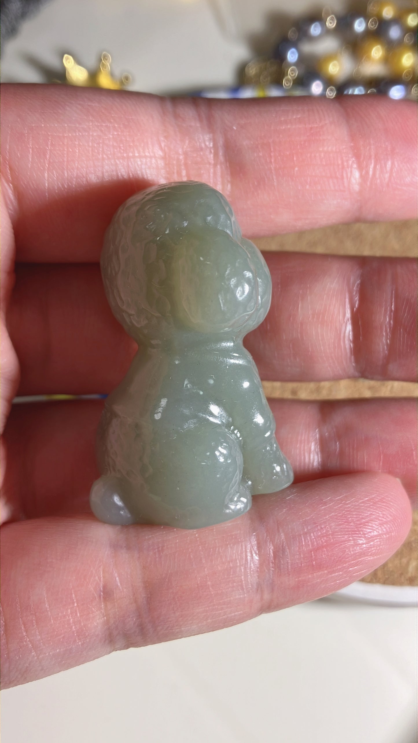 Natural Nephrite Jade Hand Carved Teddy Dog Nephrite Jade Pendant & Decoration 天然和田泰迪狗吊飾擺設(NJPD001-003)