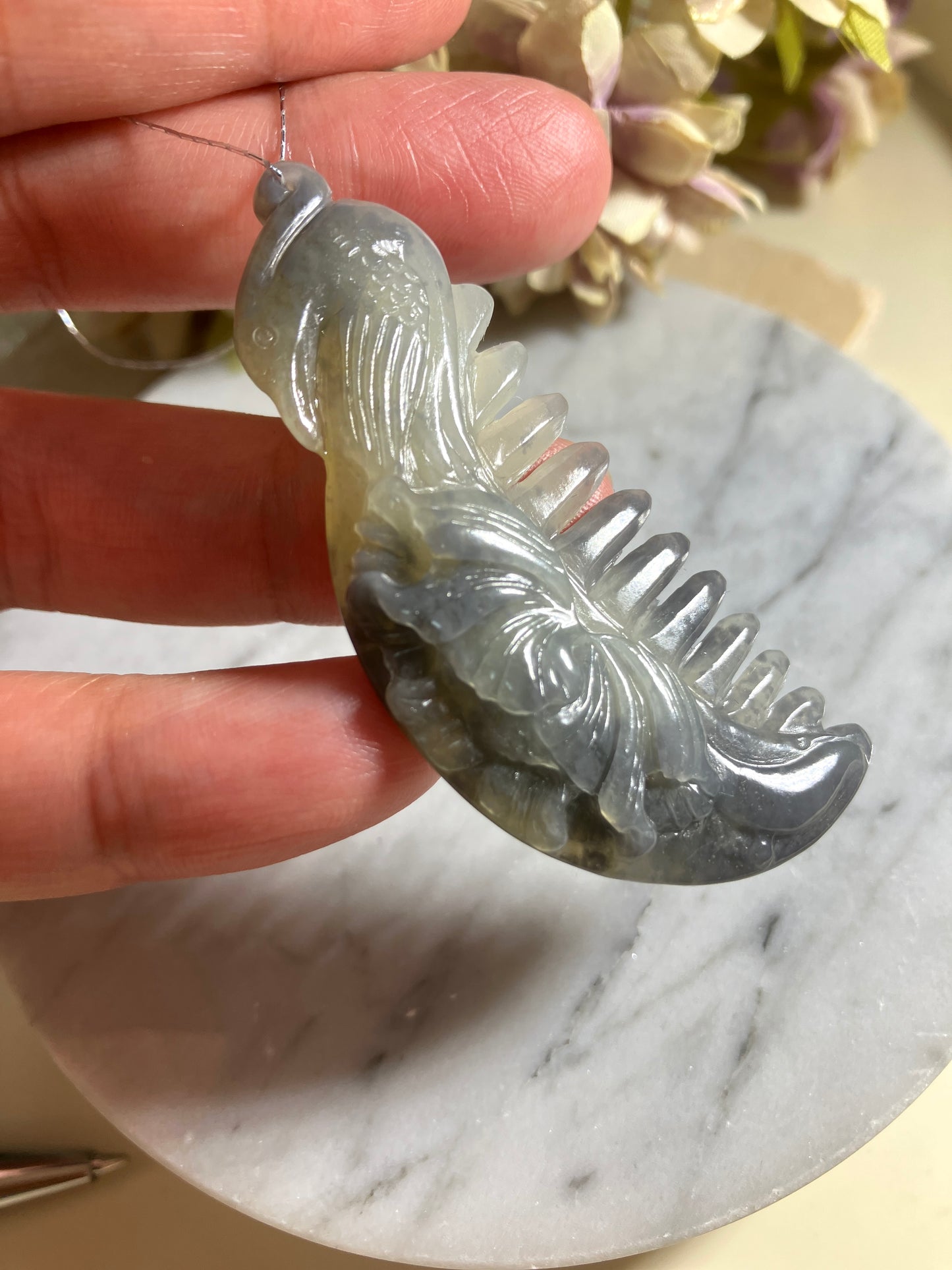 Natural Nephrite Jade Comb 天然和田玉梳(NJHB003)