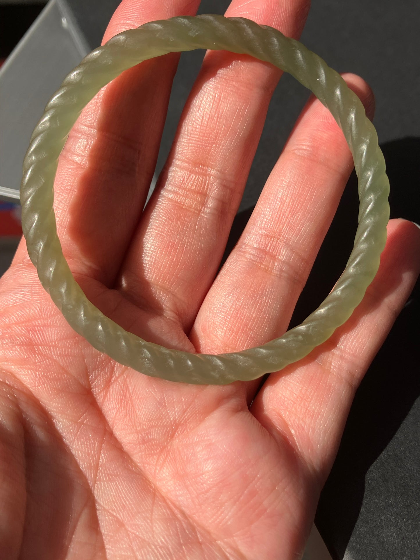 Natural Green Nephrite Jade Bangle 天然和田玉玊鈪 (56mm) (NB30350)