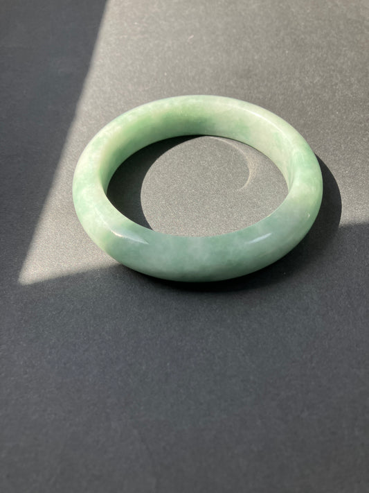 Jadeite Bangle Natural Light Spring Color Round Bar Jade Jadeite (56mm)(JB00237)