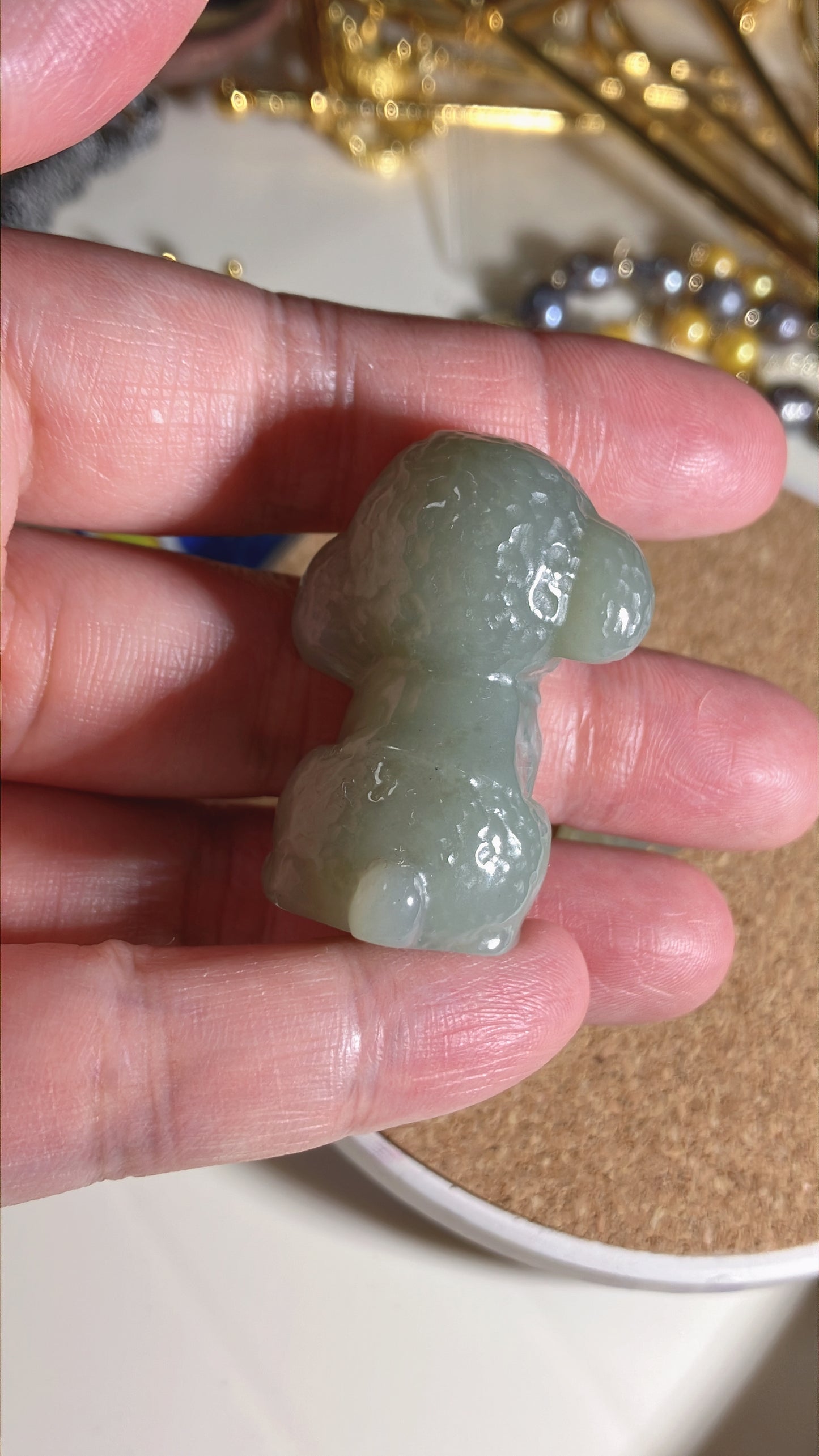 Natural Nephrite Jade Hand Carved Teddy Dog Nephrite Jade Pendant & Decoration 天然和田泰迪狗吊飾擺設(NJPD001-003)