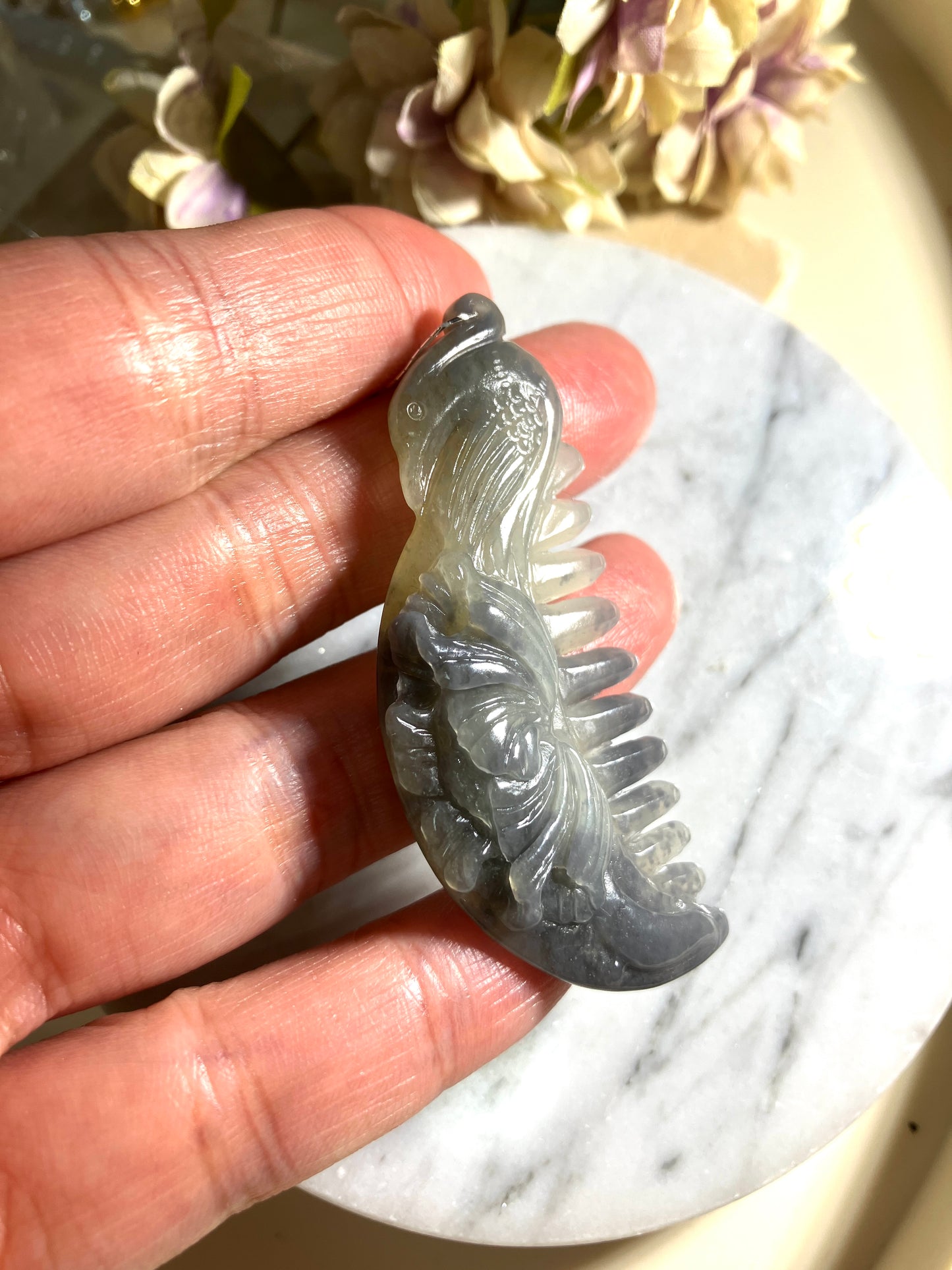 Natural Nephrite Jade Comb 天然和田玉梳(NJHB003)