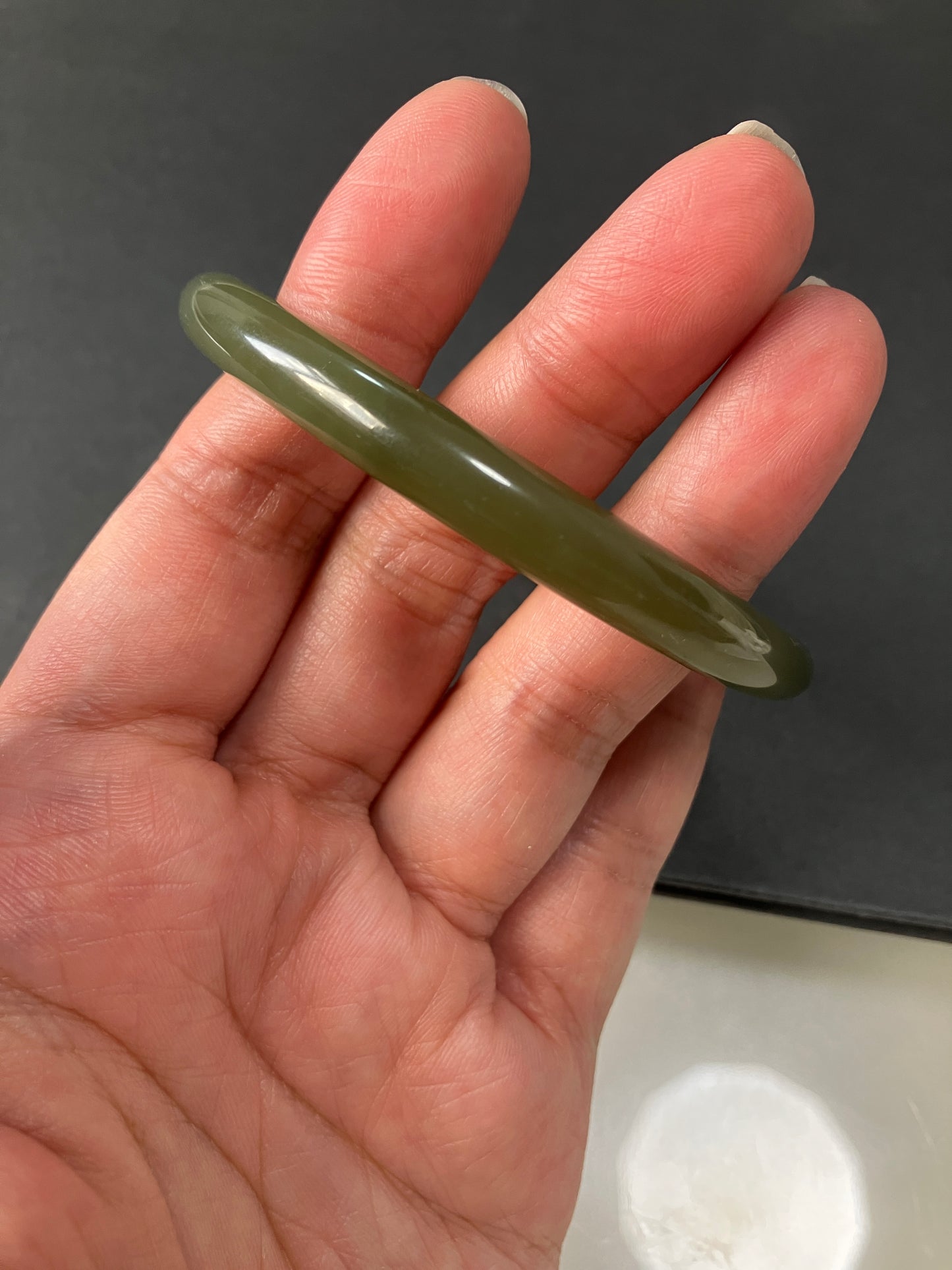 Natural Green Nephrite Jade Bangle 天然和田玉玊鈪 (59mm) (NB30299)