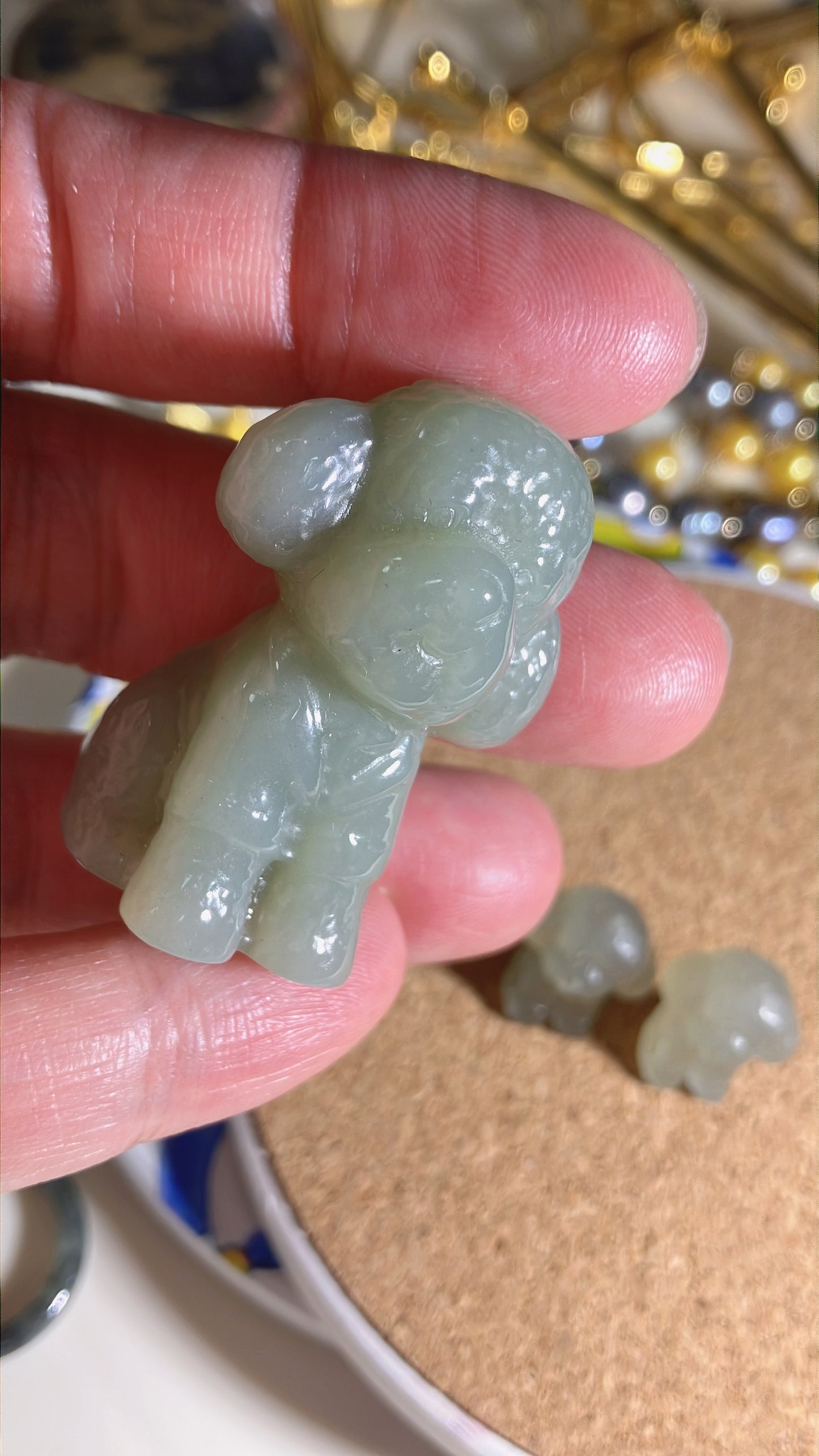 Natural Nephrite Jade Hand Carved Teddy Dog Nephrite Jade Pendant & Decoration 天然和田泰迪狗吊飾擺設(NJPD001-003)