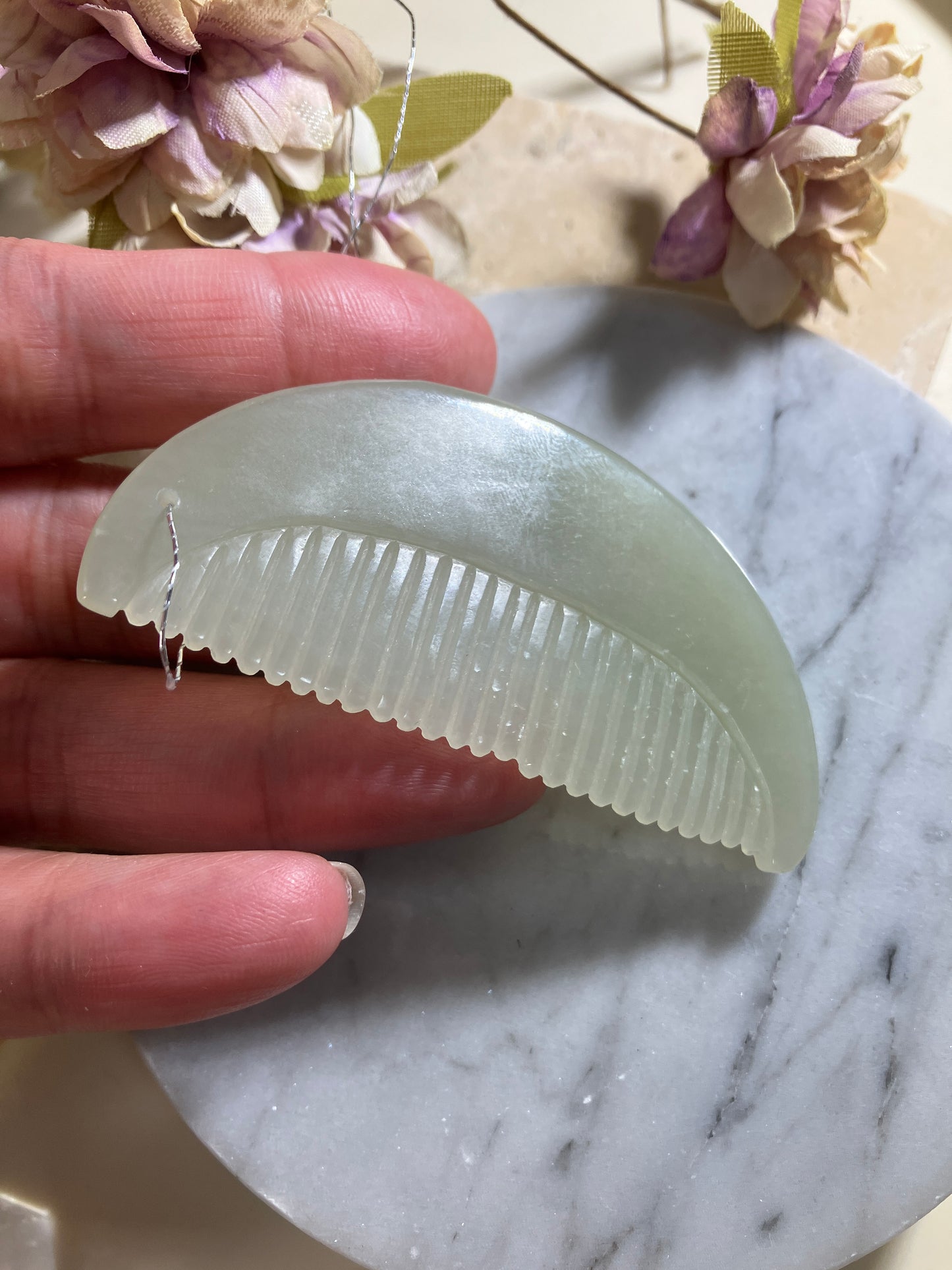 Natural Nephrite Jade Comb天然和田晴水梳(NJHB001)