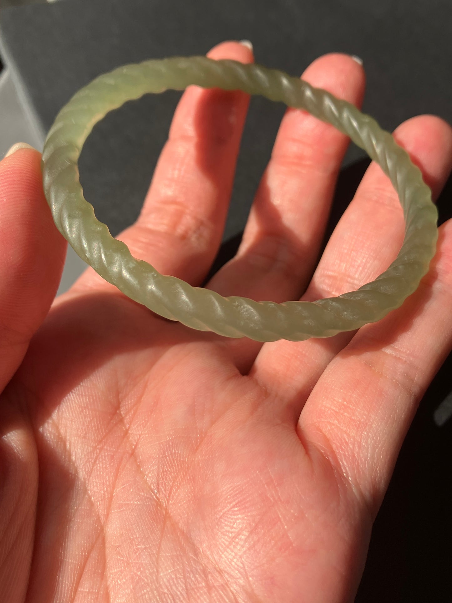 Natural Green Nephrite Jade Bangle 天然和田玉玊鈪 (56mm) (NB30350)