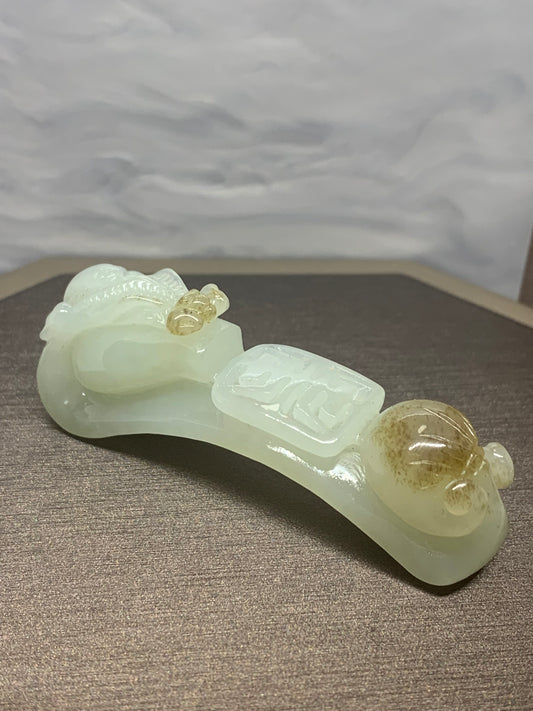 Natural Nephrite Jade Pendants Dragon Hook Pendant｜Natural Hetian Jade Dragon Hook Carving Pendant